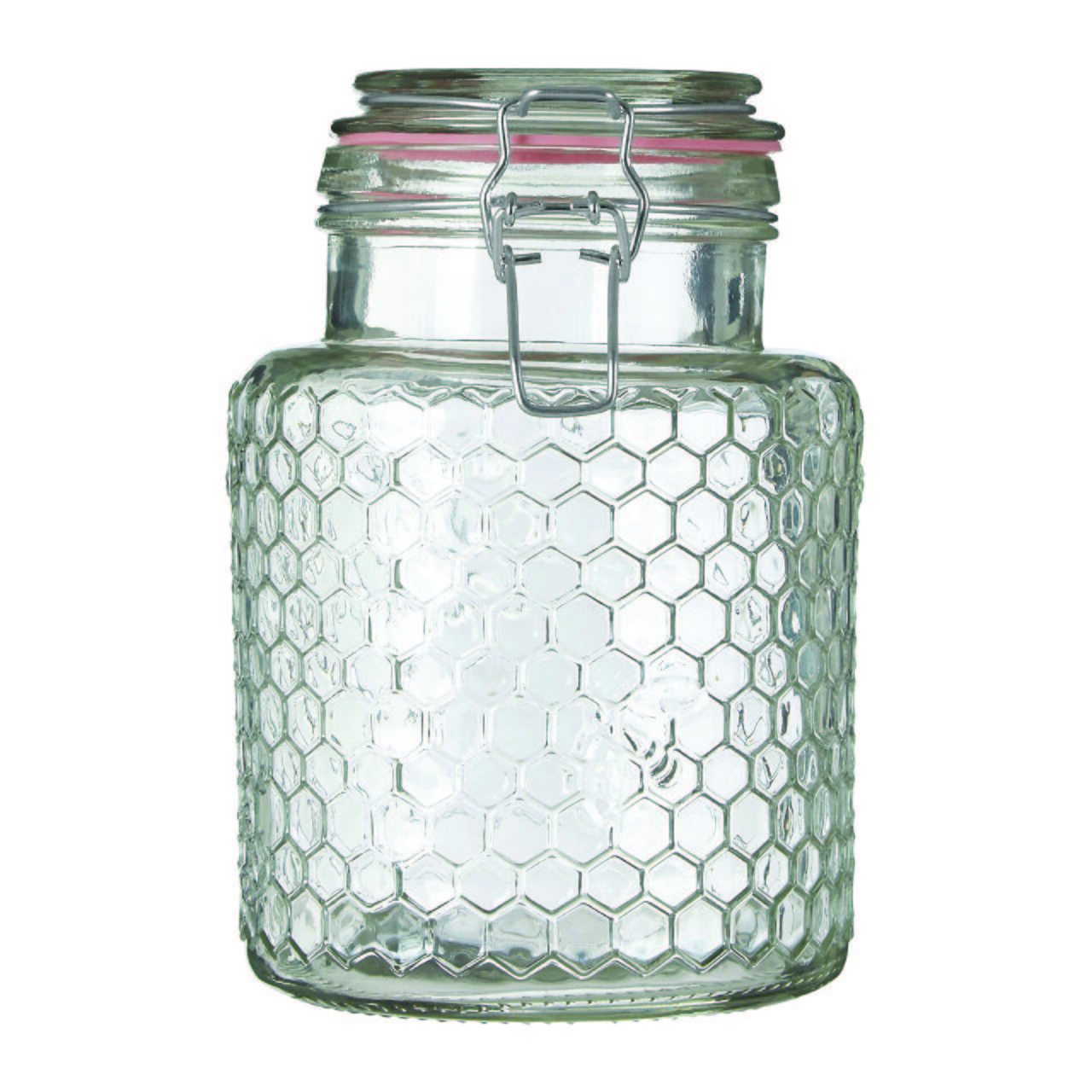 Orsina Apiaary Textured Glass Jar with Seal 1300ml – Pink