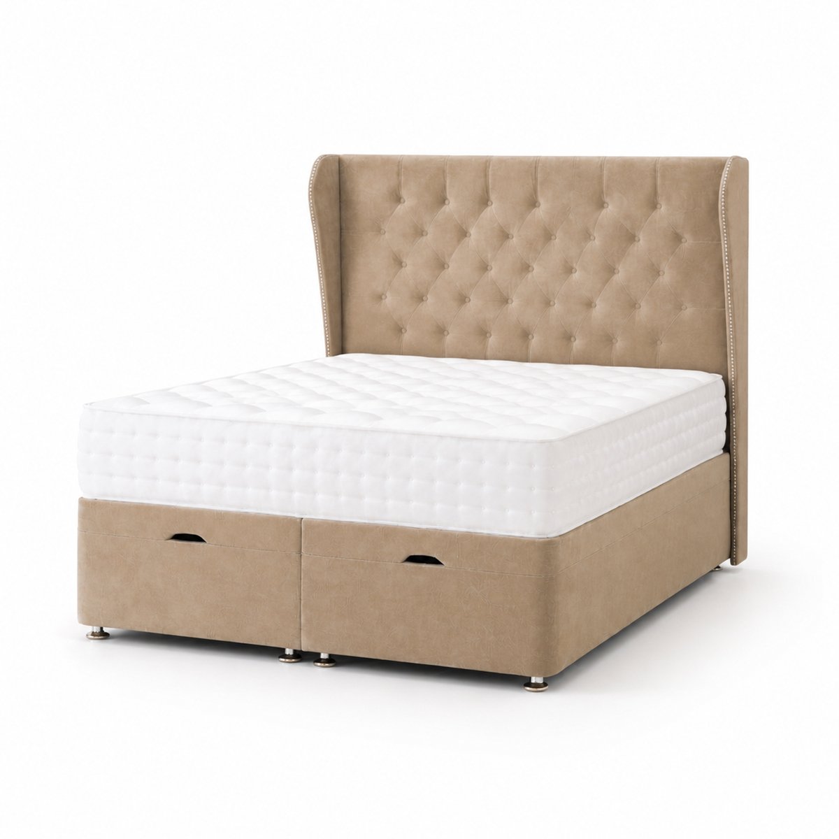 Comfy Deluxe Oscar 6ft Super King  Ottoman End Lift  Bed Set - Naples Beige