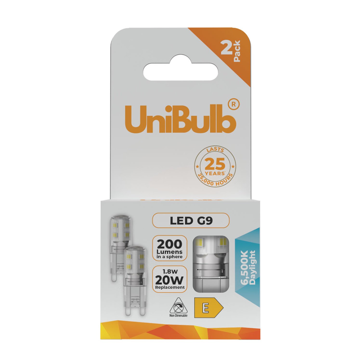 UniBulb 1.8W LED Daylight Capsule G9 Light Bulb - Pack of 2