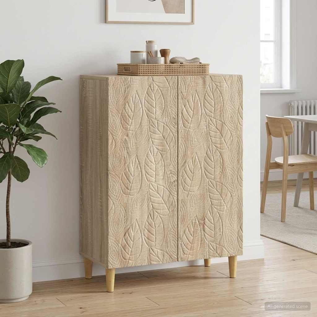 Walplus 2 Door Rectangular Sideboard 2 Shelf - Sonoma Oak - 66 x 34.5 x 90 cm