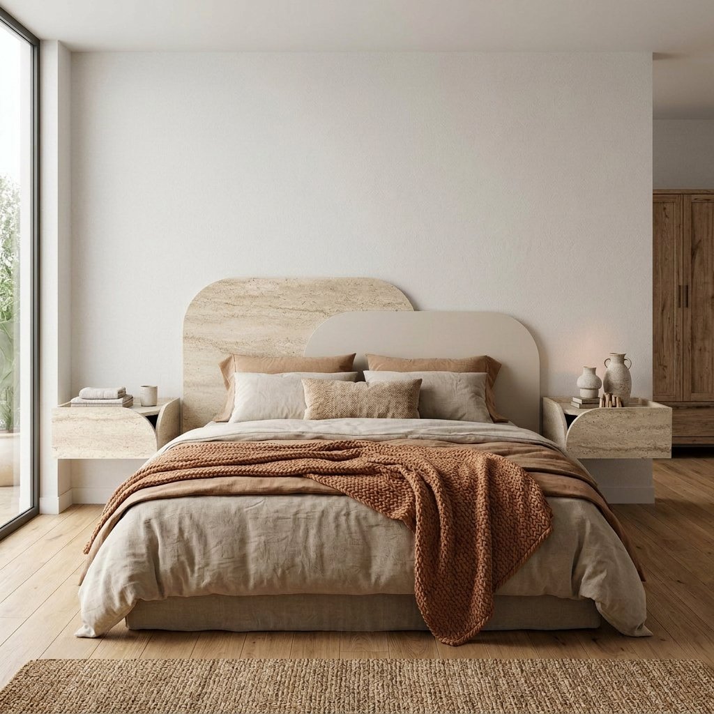 Decortie Rove Headboard 160cm Layered Panel - Travertine & Sandstone