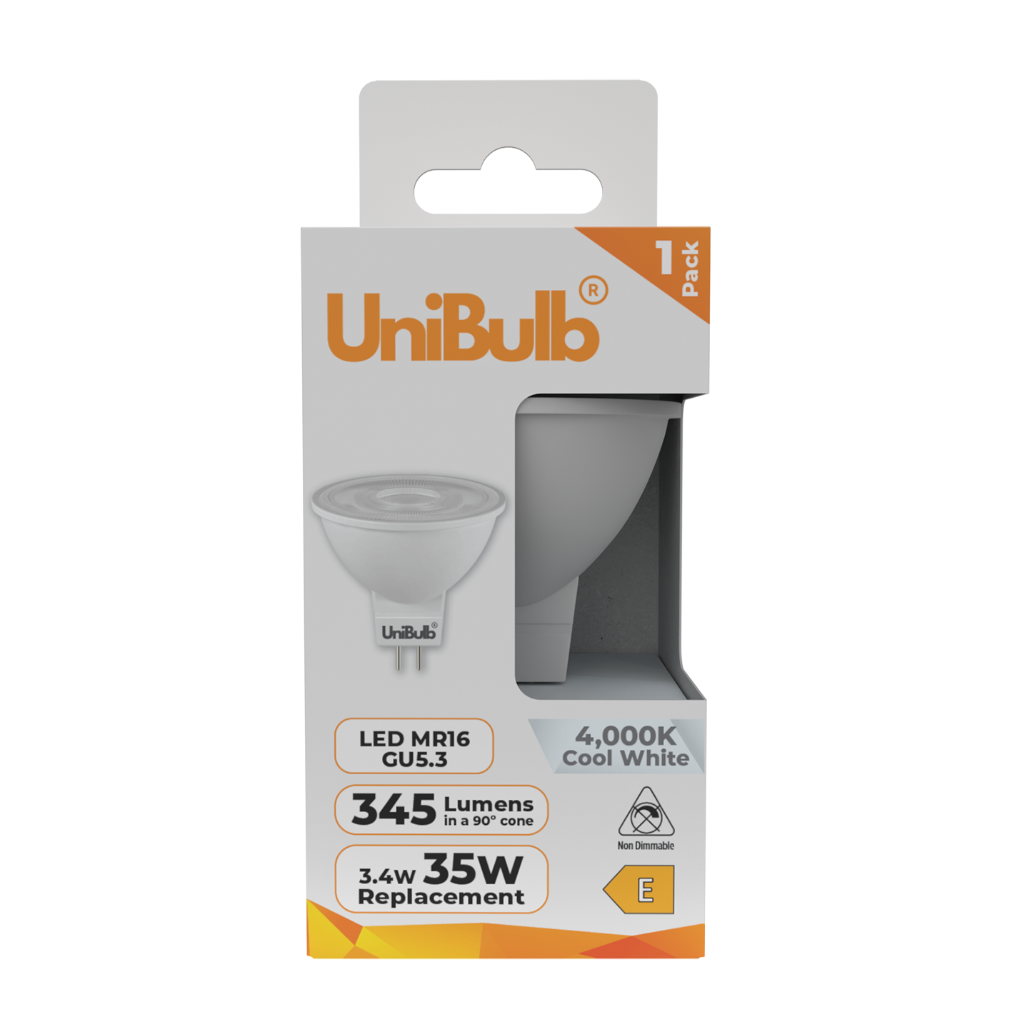 UniBulb 3.4W LED Cool White Spotlight GU5.3 Light Bulb