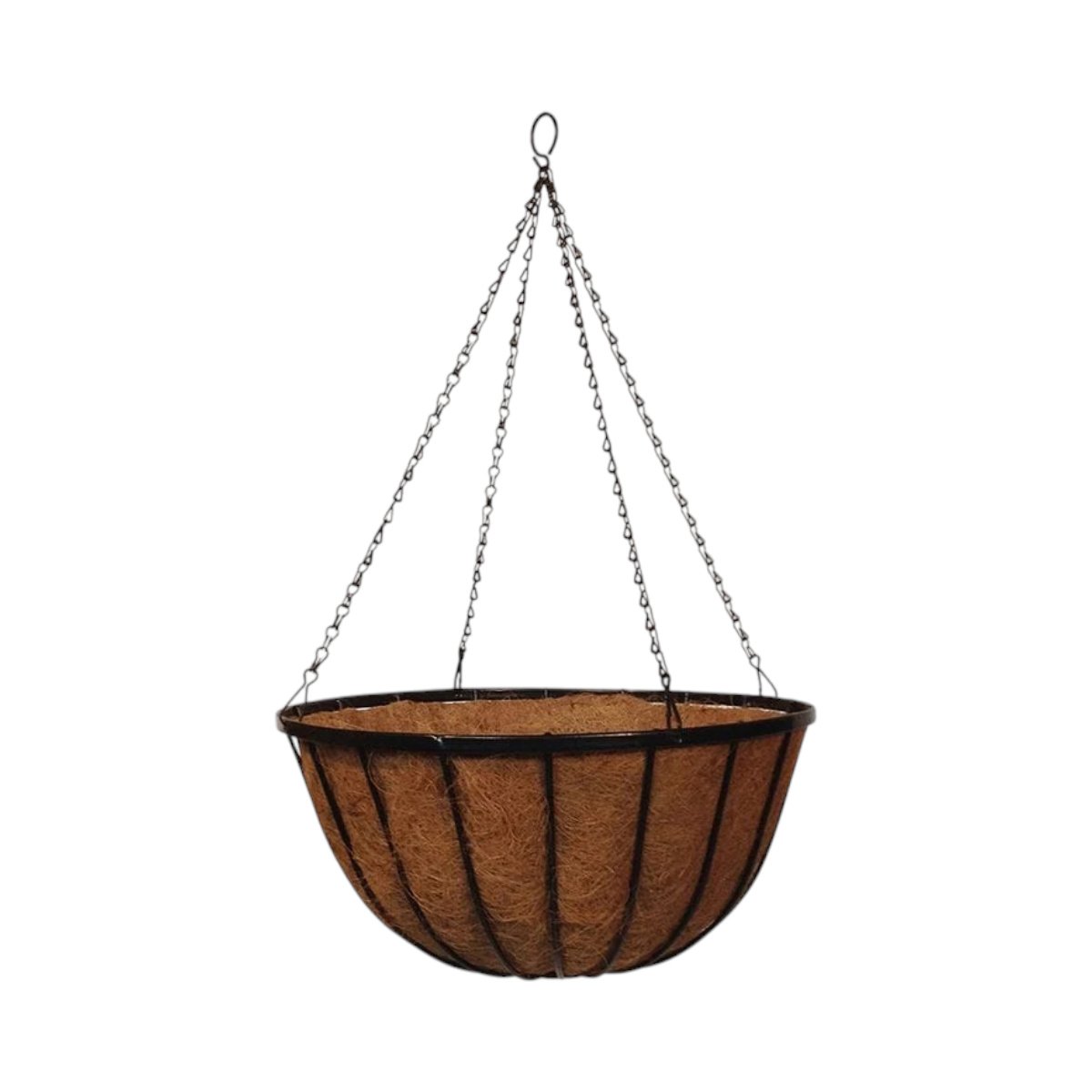 Garden Pride 18" Large Wrought Iron Hanging Basket with Coco Liner - Black