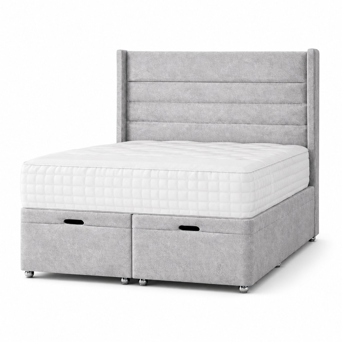 Comfy Deluxe Alpha  4ft Small Double  Ottoman End Lift  Bed Set - Naples Silver