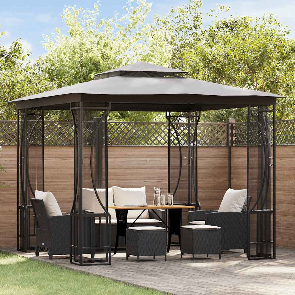 Walplus 300 x 300 x 265 cm Gazebo with Nets - Anthracite