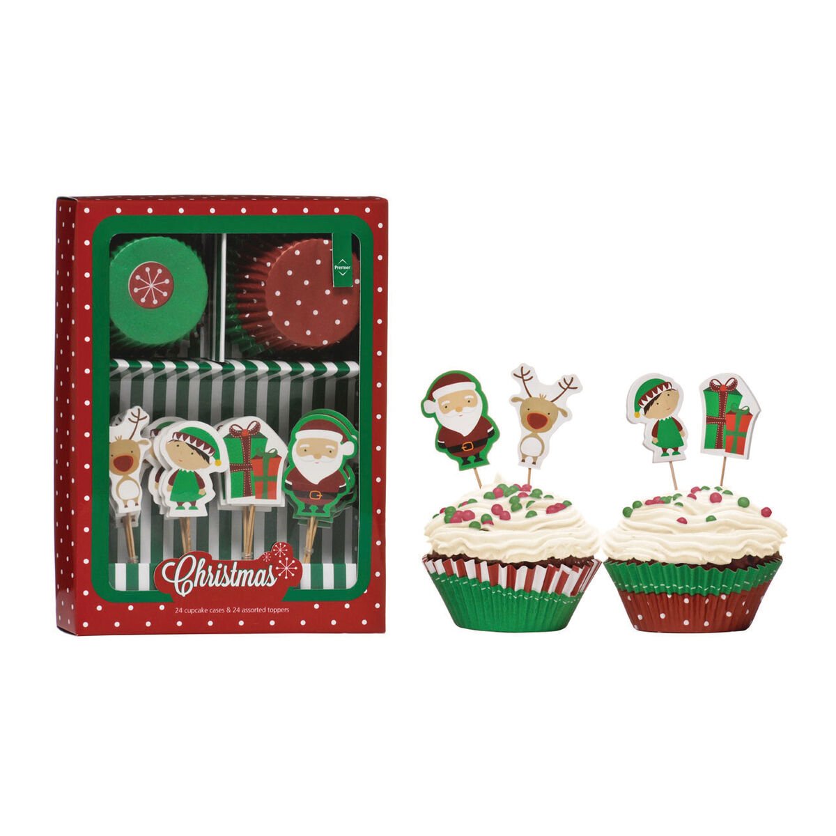 Orsina Diva Christmas Cupcake Cases and Toppers Set - Assorted