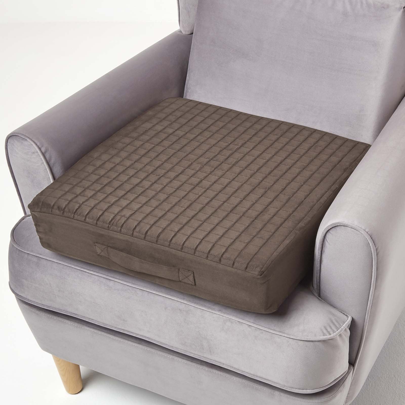Homescapes Faux Suede Orthopaedic Foam Armchair Booster Cushion - Chocolate