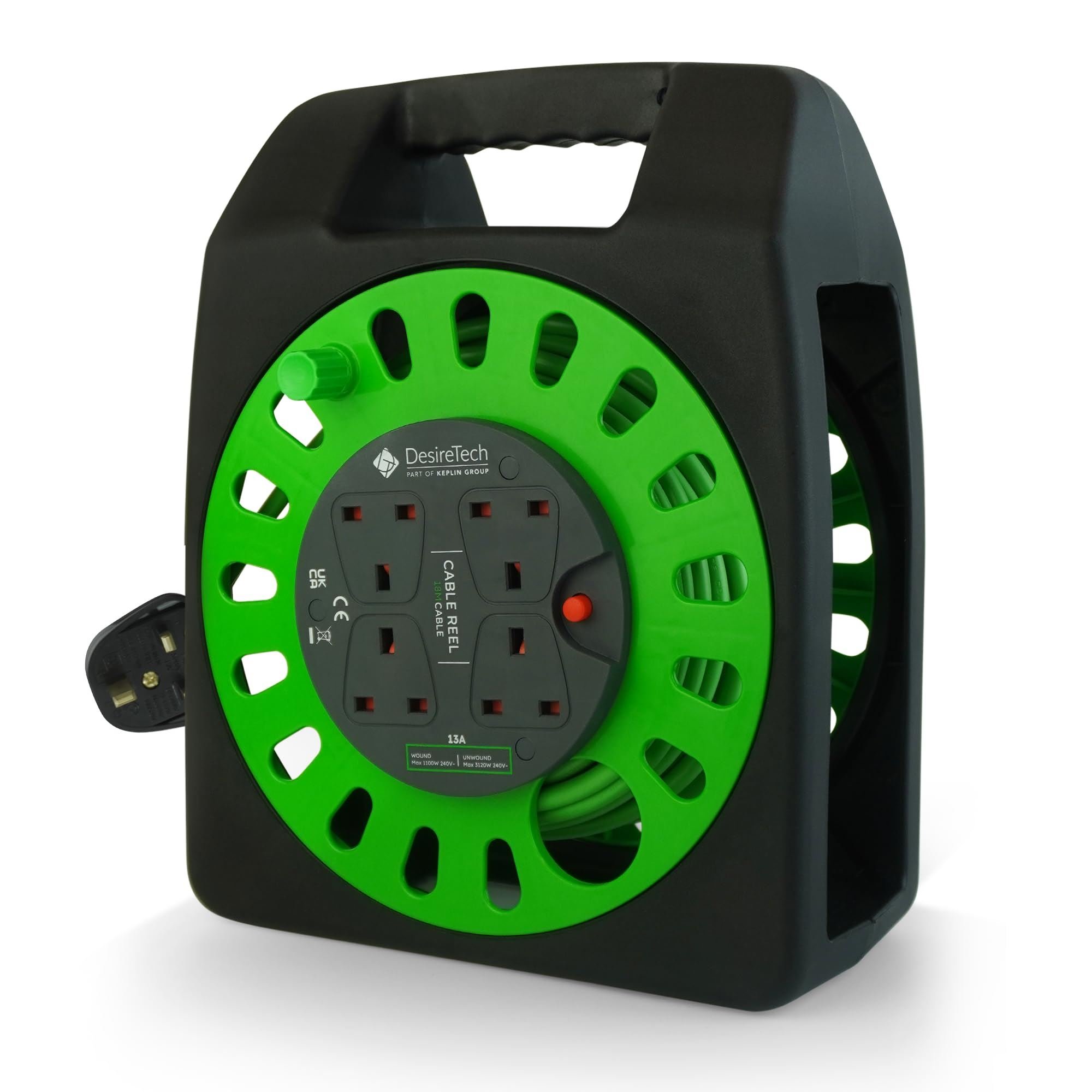 Desiretech 13A 4 Socket Cable Reel Extension Lead - 18 Metre