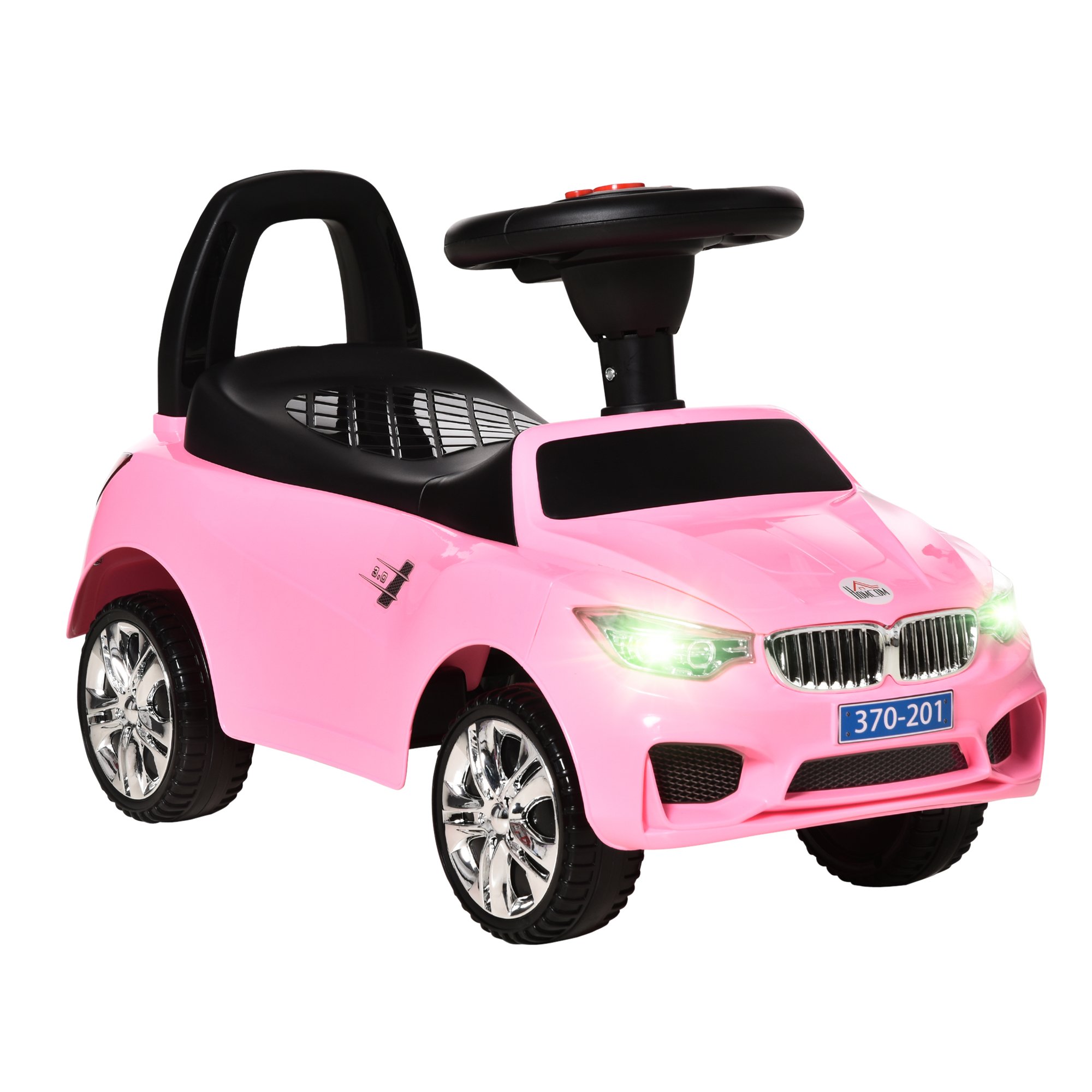 HOMCOM Horn Music Lights Under Seat Storage Toddler Kids Sliding Car - Pink