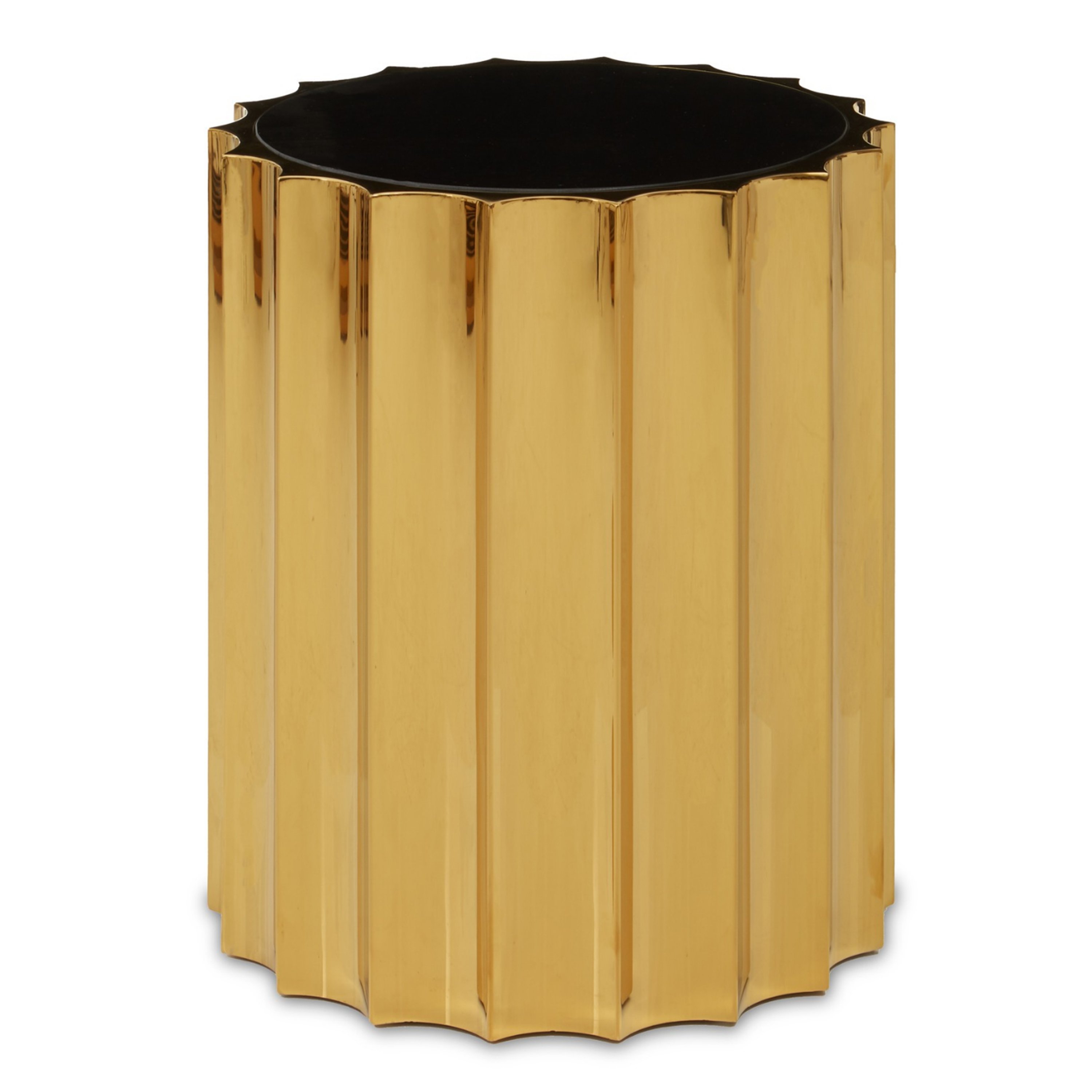 Orsina Alvaro Glass Round Side Table – Black and Silver