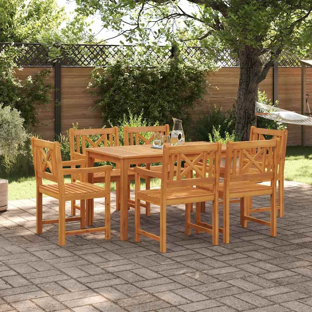 Walplus 7 Piece Garden Dining Set Wide Unit - Brown - 180 x 90 x 74 cm