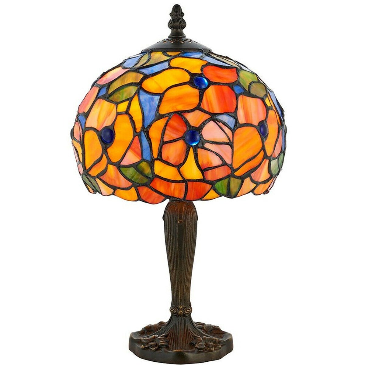 Loops Direct 20cm Diameter Glass Table Lamp - Dark Bronze