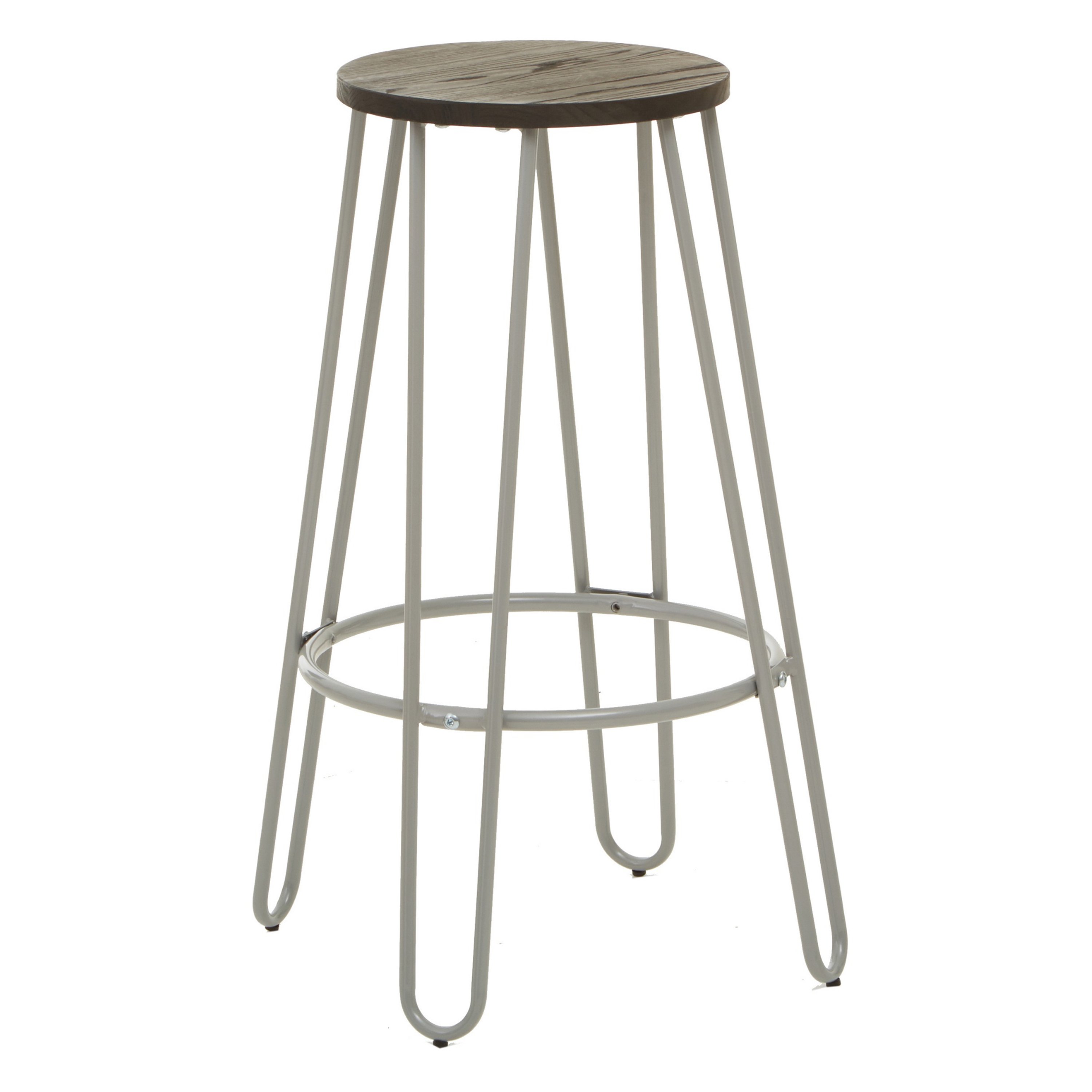 Orsina District Elm Wood Bar Stool – Natural & Grey