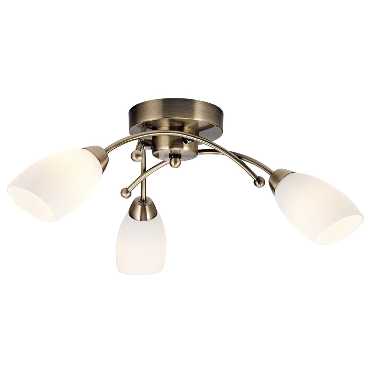 Happy Homewares 3 Arm Antique Brass Ceiling Light - 48cm
