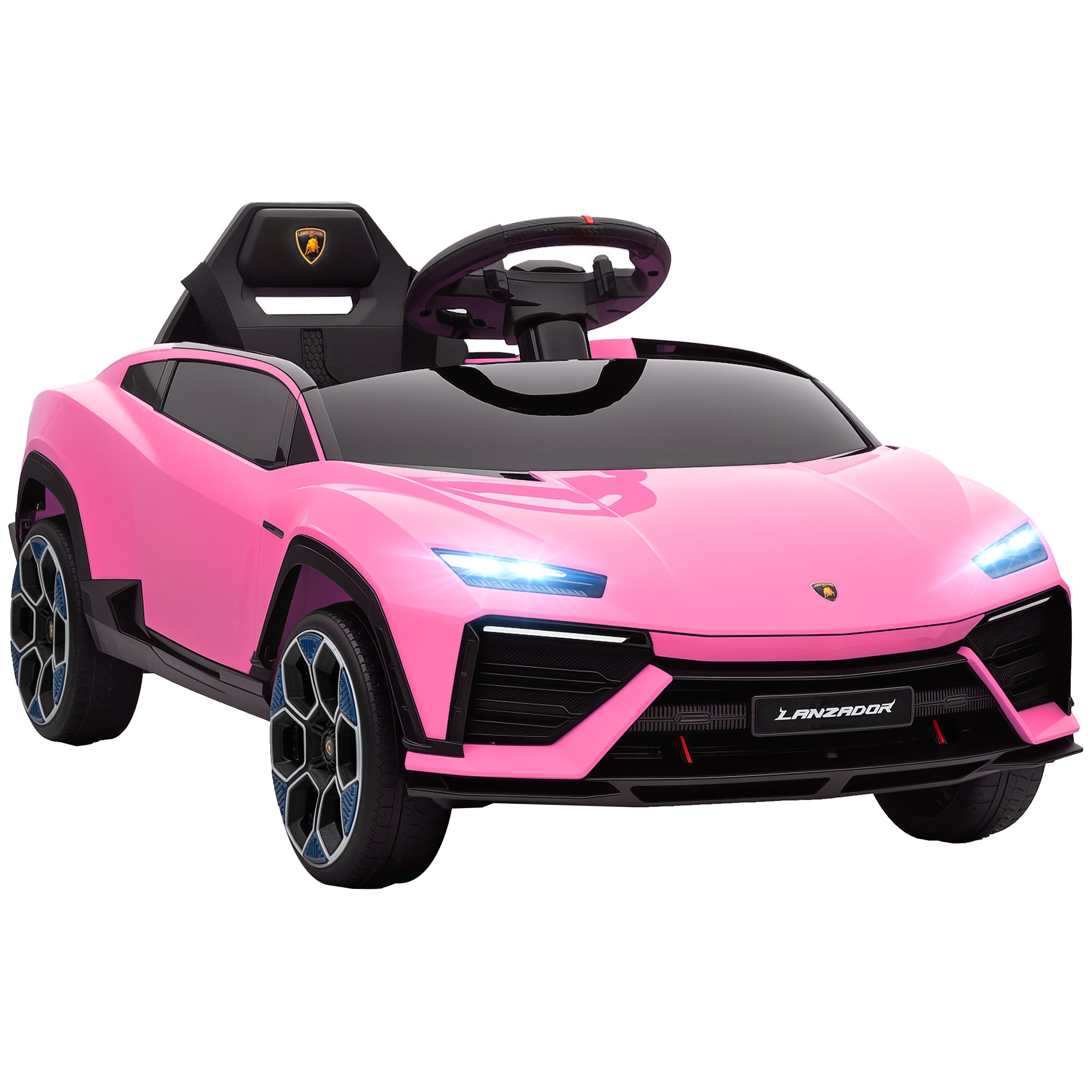 AIYAPLAY Lamborghini 12V Remote Control 3 to 6 Years Electric Ride On Car - Pink