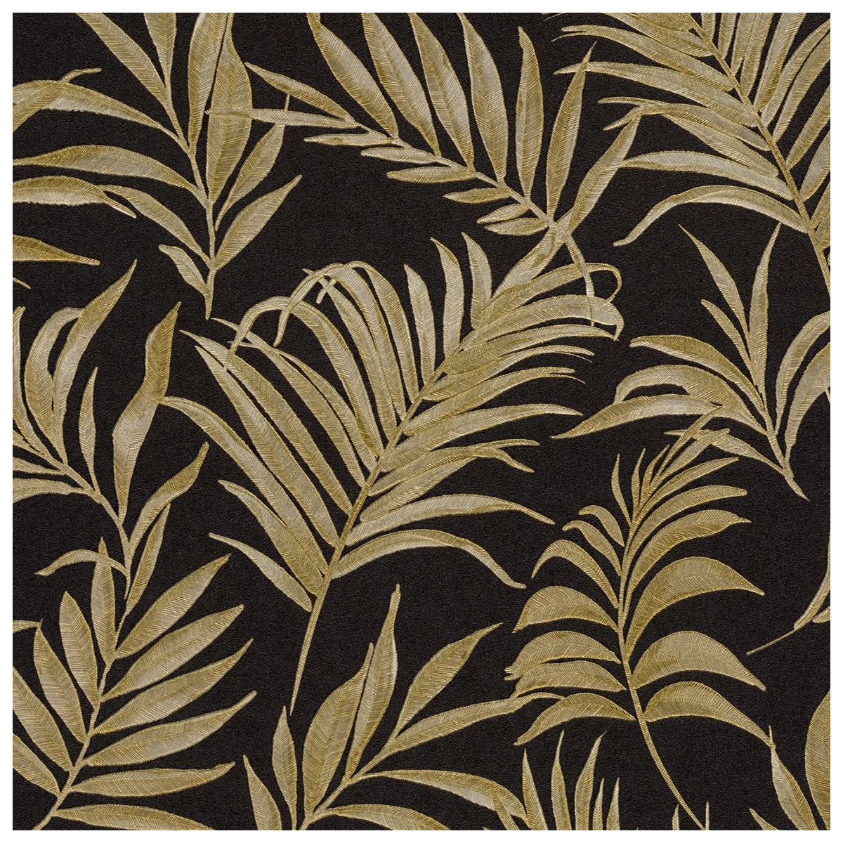 AS Creation Botanical Textured Wallpaper - Black & Gold