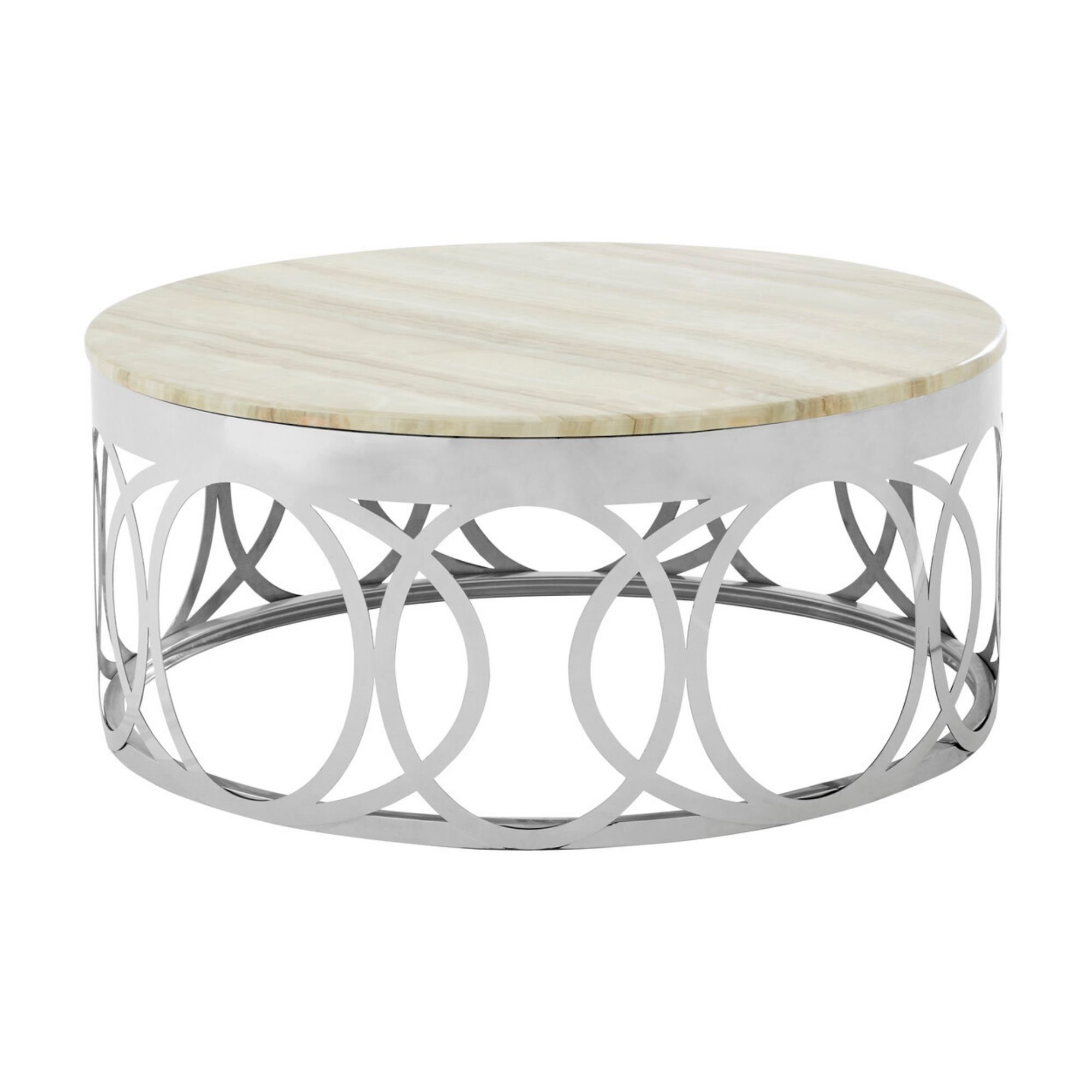 Orsina Yasmin Marble Round Coffee Table - White
