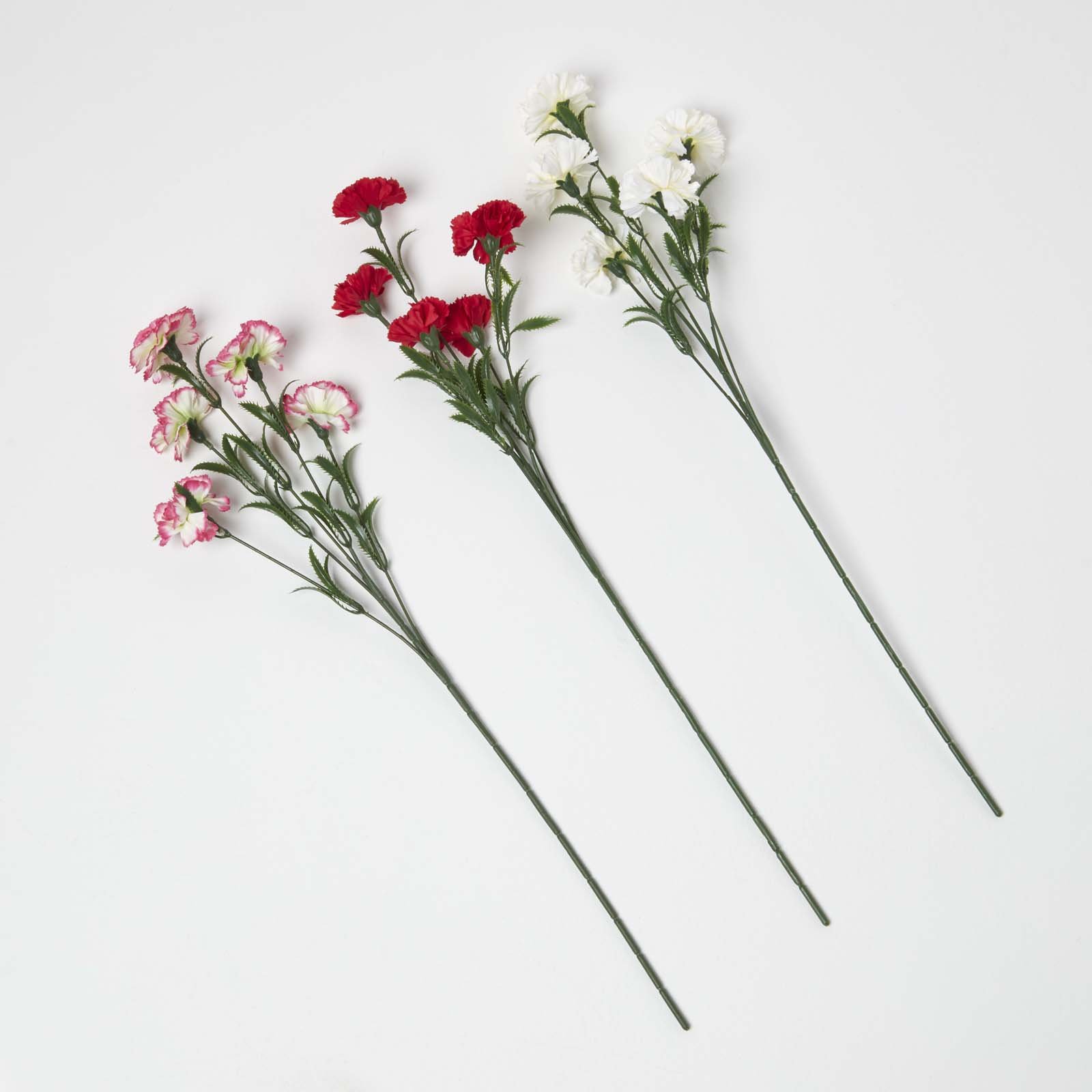 Homescapes Silk Artificial Carnation Stems 55 cm - Multicoloured