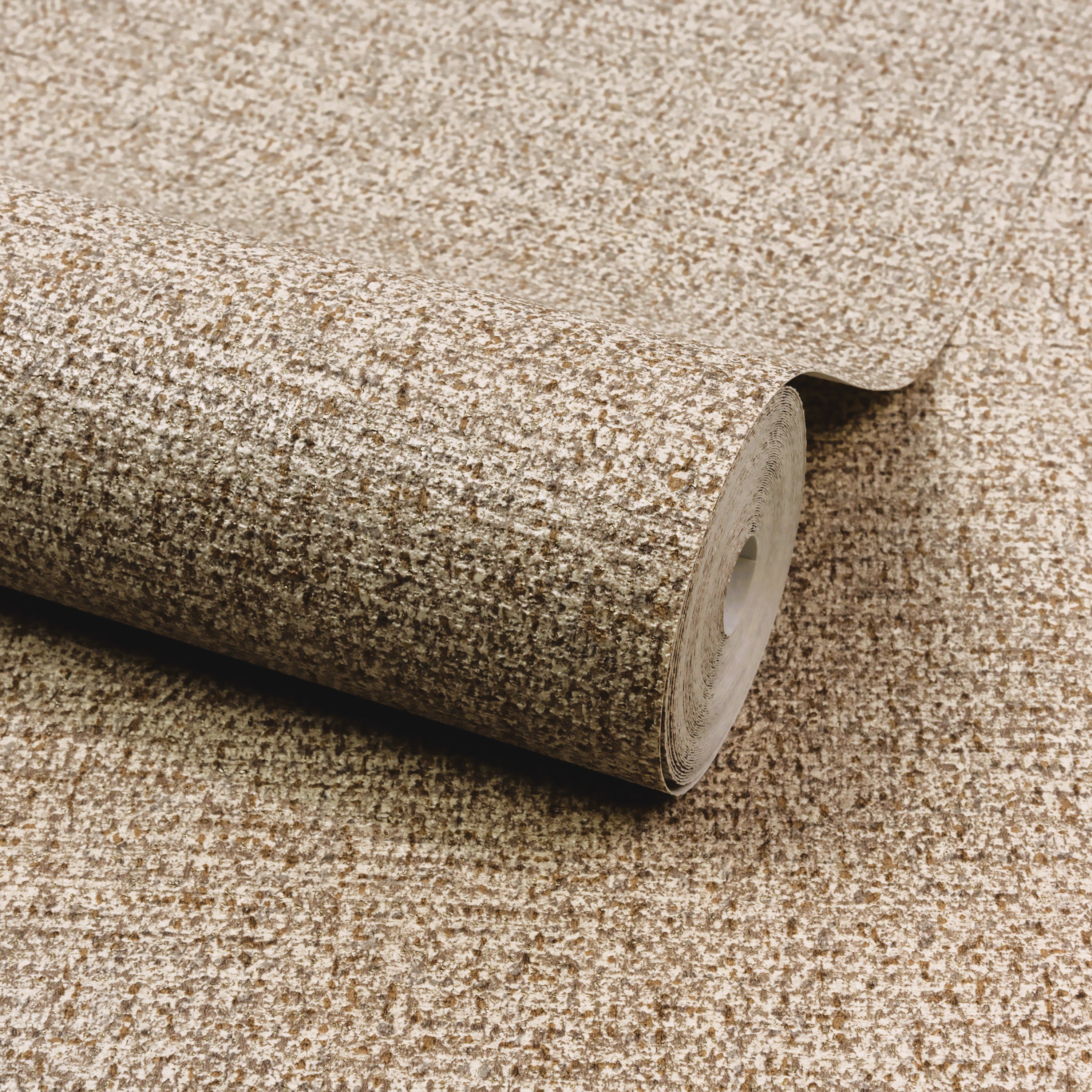 Grandeco Boutique Mysore Twill Plain Fabric Embossed Wallpaper - Taupe
