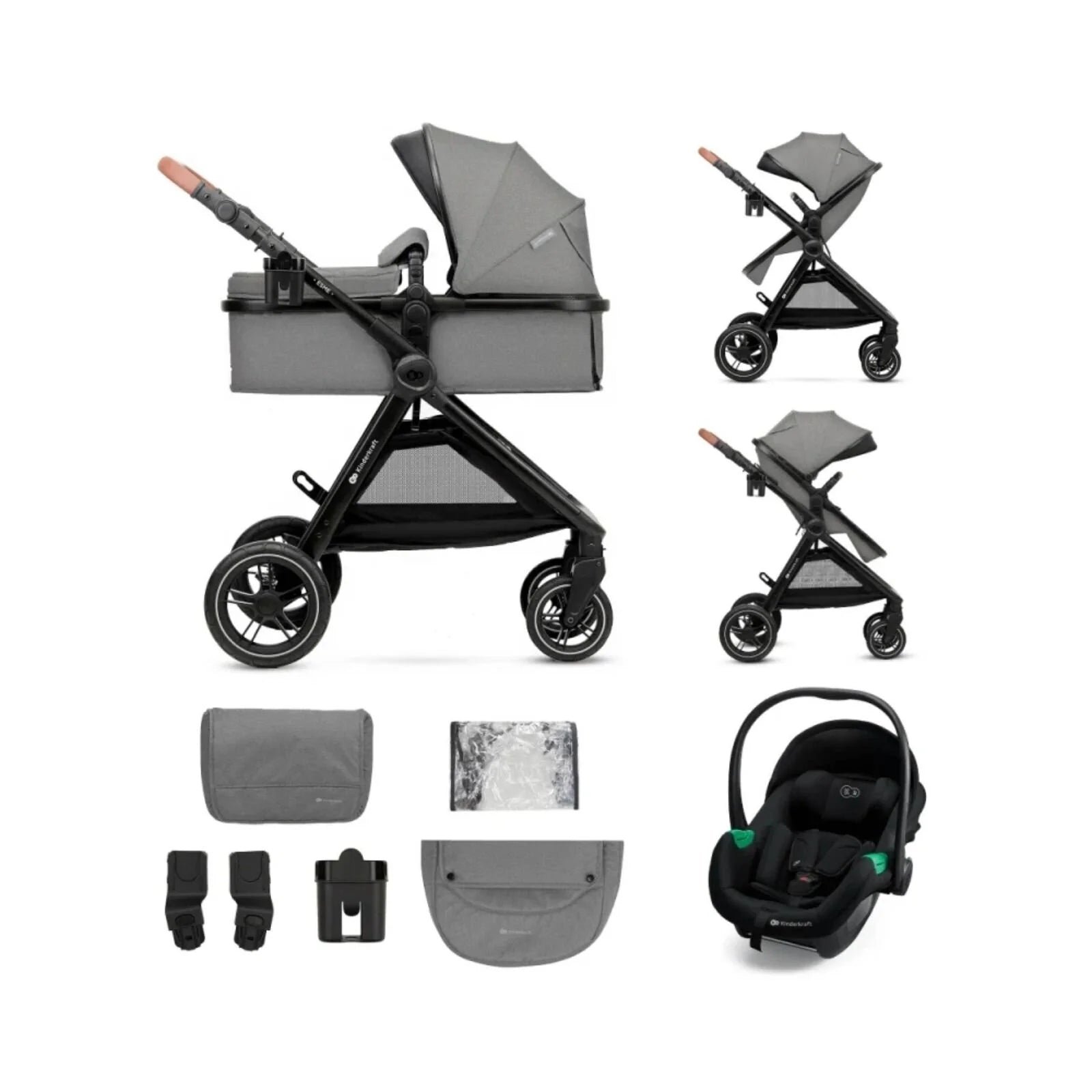 Kinderkraft Esme 3-in-1 Travel System - Moonlight Grey