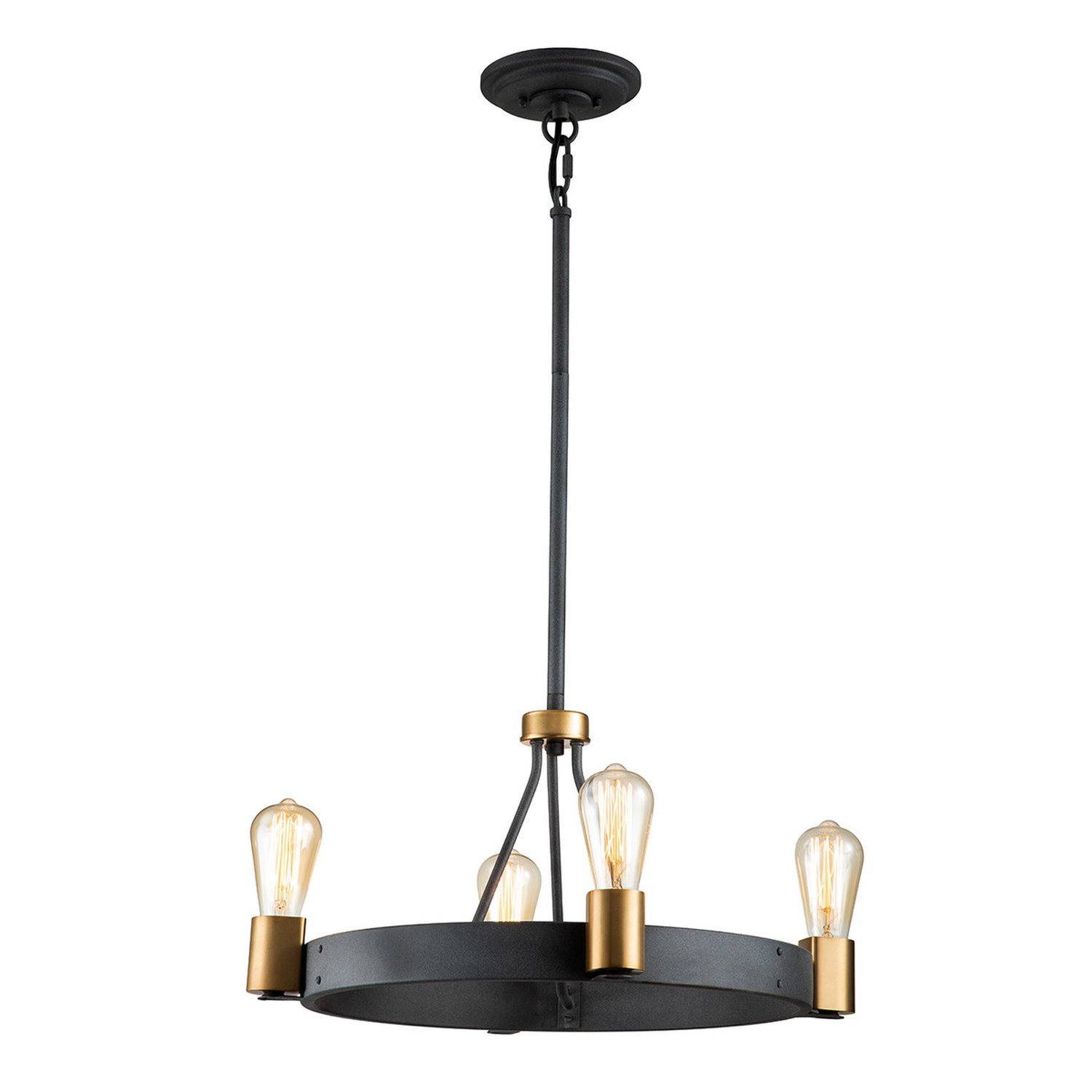 Elstead Hinkley 4 Arm Pendant Light - Aged Zinc & Heritage Brass