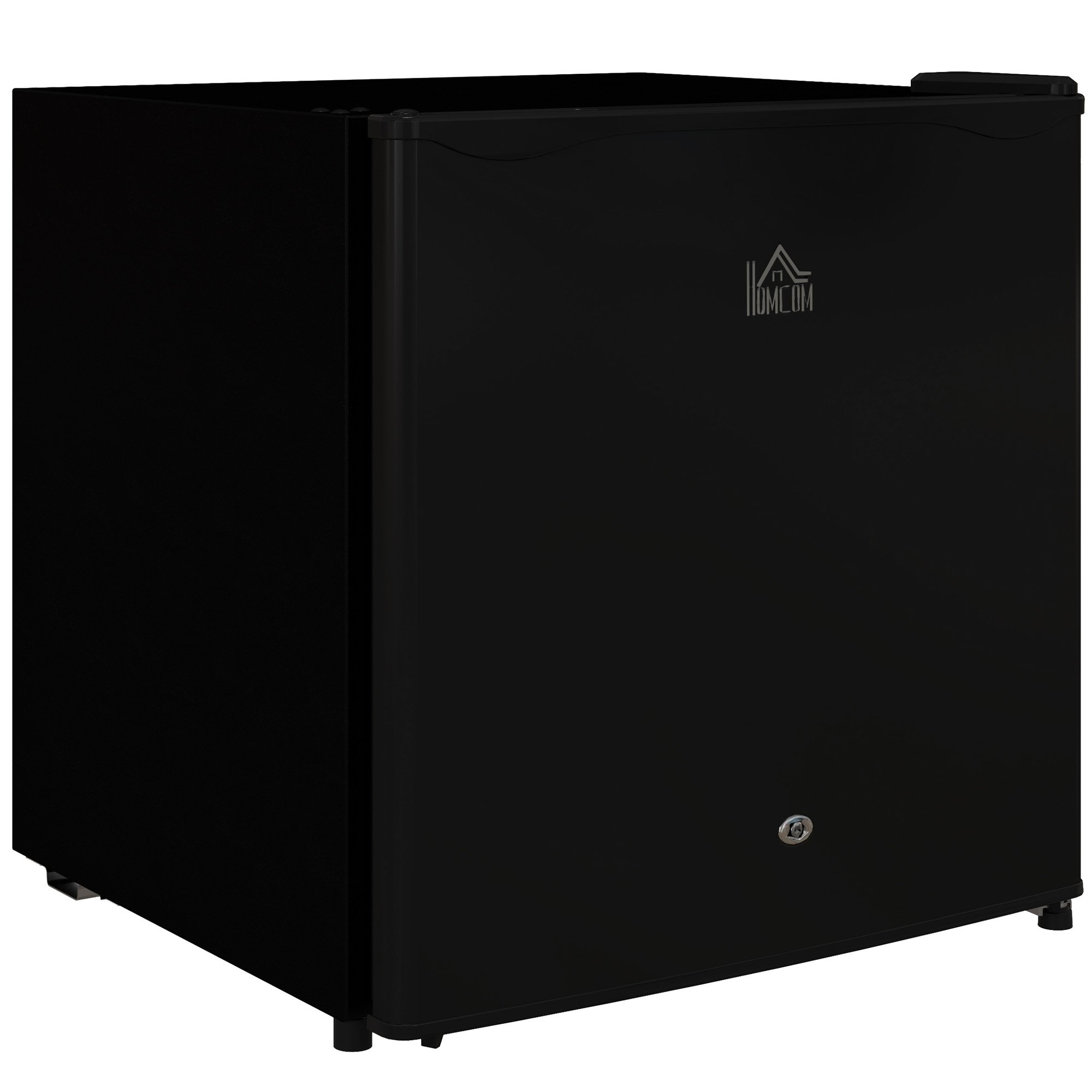 HOMCOM 46L Table Top Mini Fridge with Lock, Ice Box and Reversible Door - Black