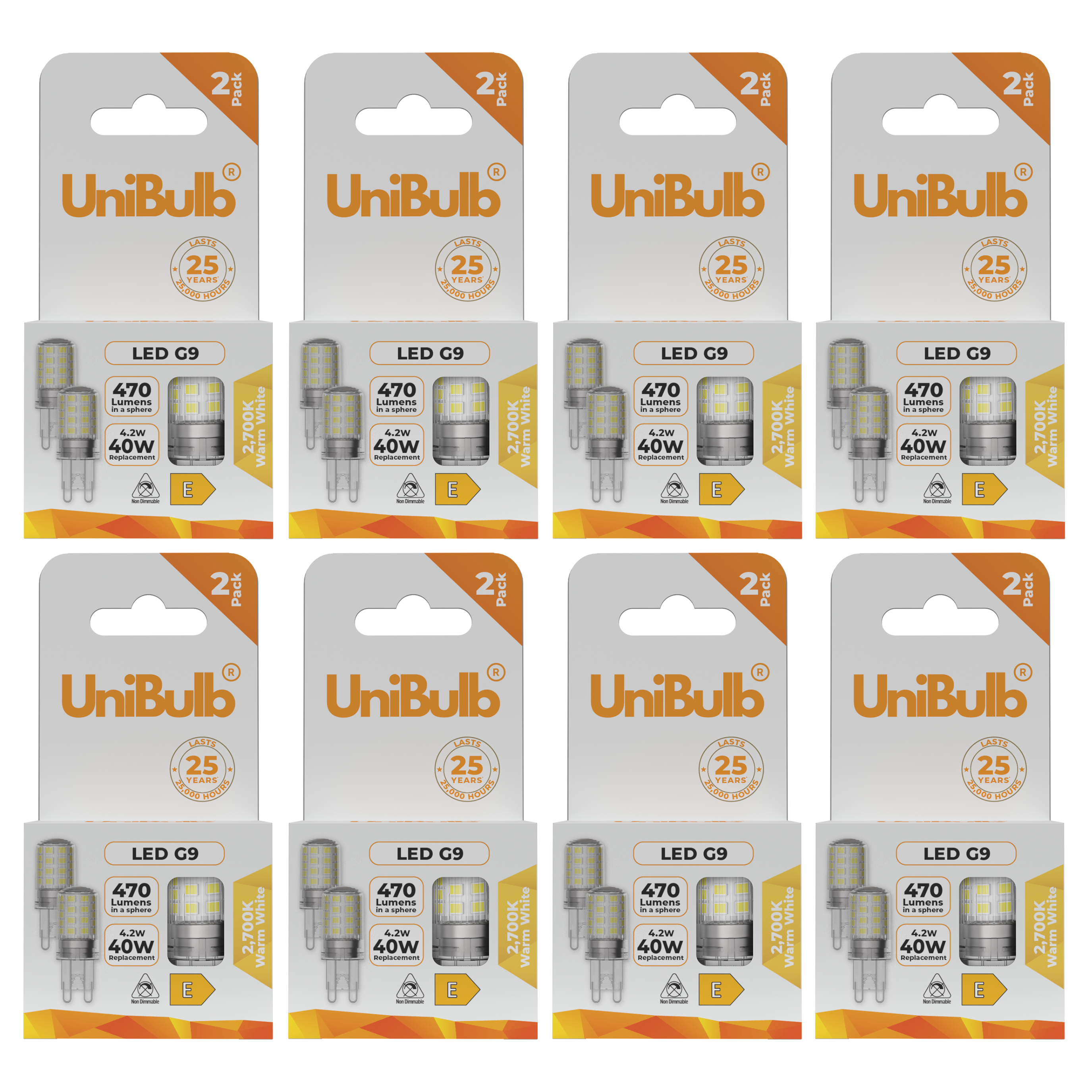UniBulb 4.2W LED Warm White Capsule G9 Light Bulb - Pack of 16