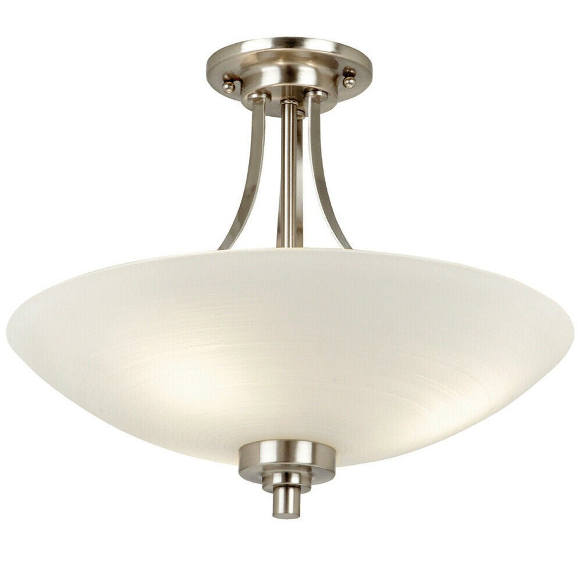 Loops Direct Steel and Glass Semi Flush Ceiling Light - Satin Chrome
