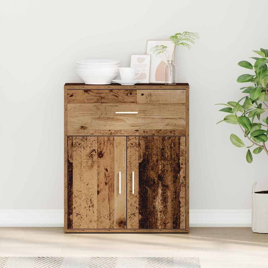 Walplus 2 Door Rectangular Sideboard - Old Wood - 60 x 31 x 70 cm