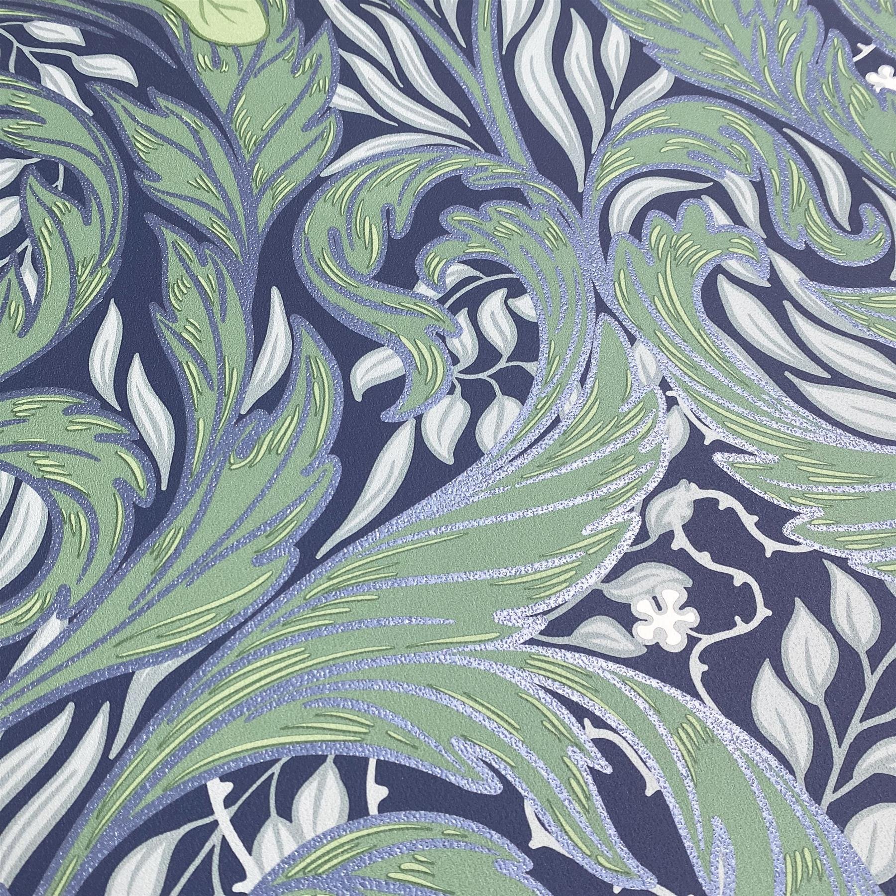 Muriva Vale Leaf Wallpaper - Blue