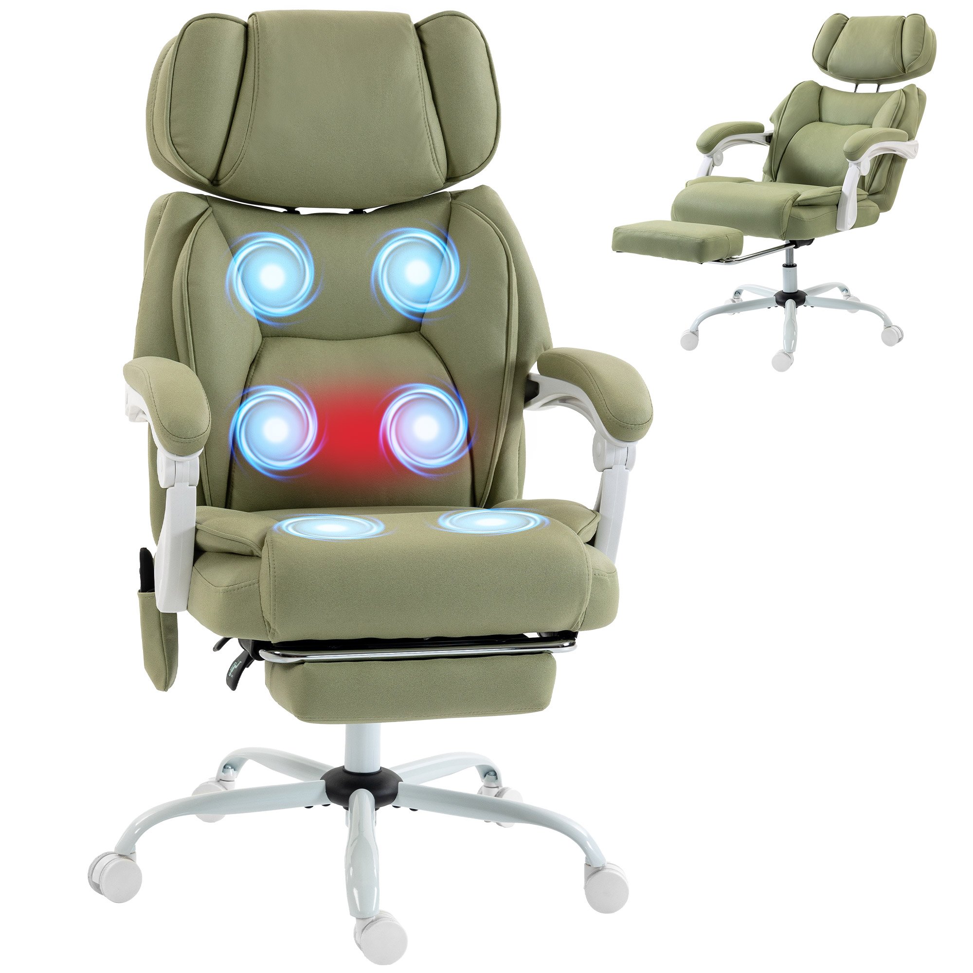 HOMCOM 6 Point Vibration Massage Computer Desk Chair - Lime Green