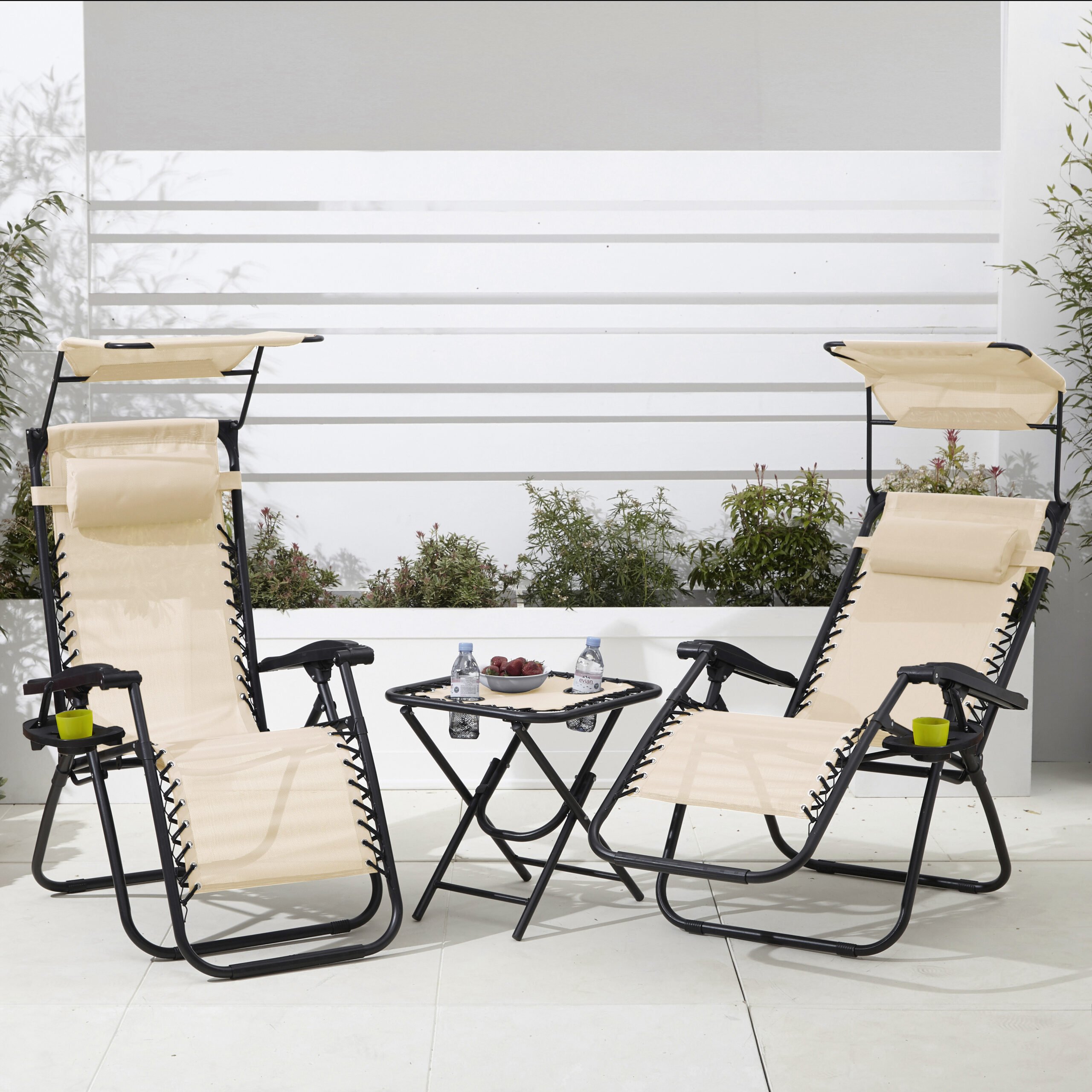 Neo Zero Gravity Chairs and Table Set - Beige
