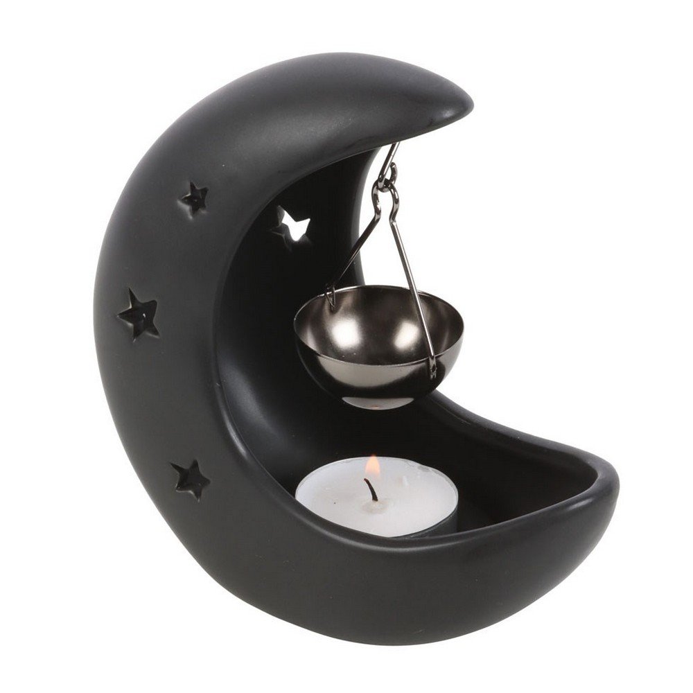 Something Different Crescent Moon Hanging Oil Burner - Black
