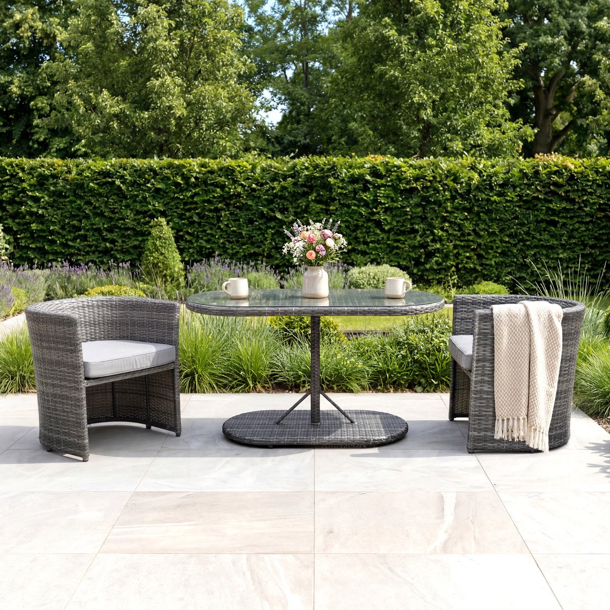 Charles Bentley St Tropez Rattan Bistro Set - Grey