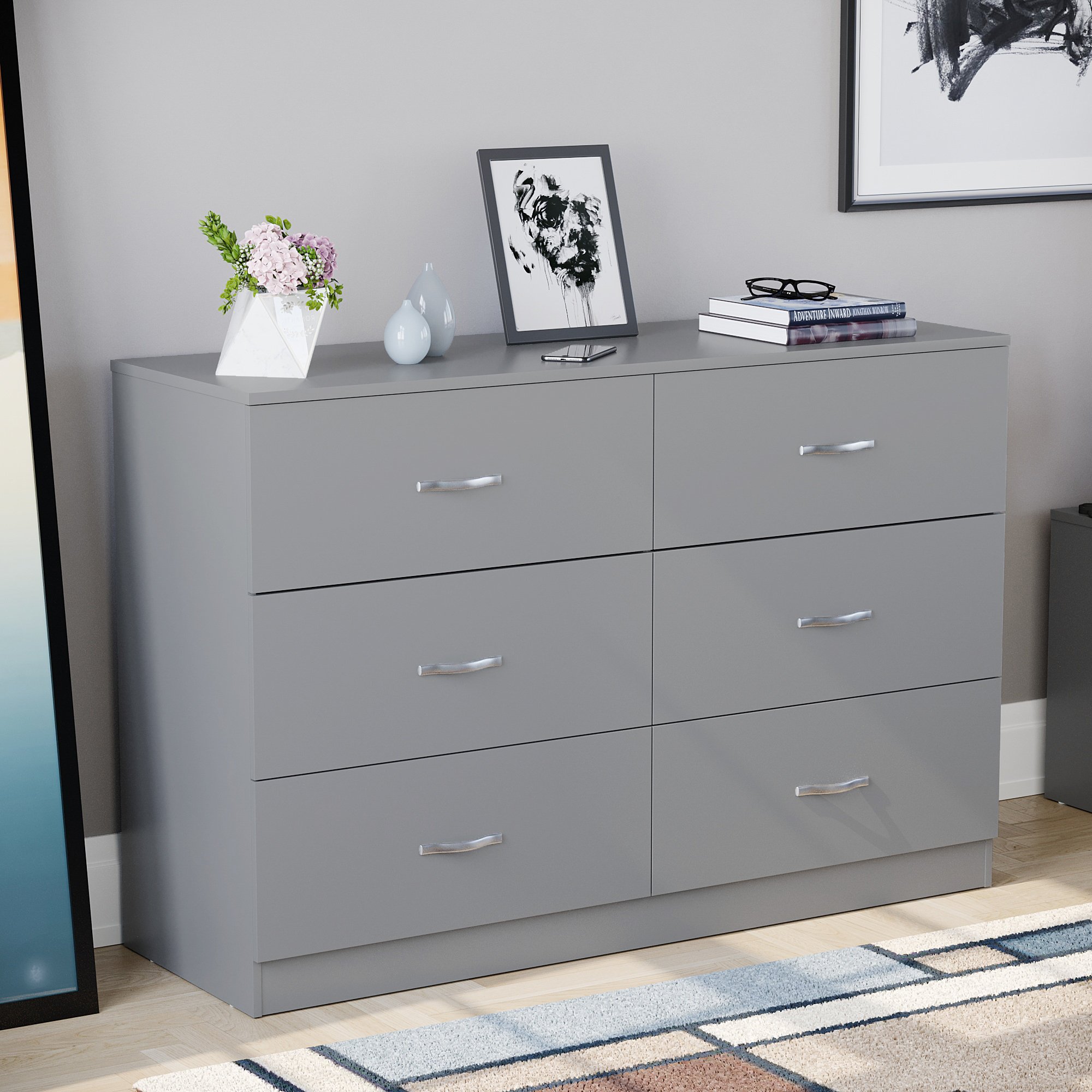 Vida Designs Riano 6 Drawer Chest - Grey