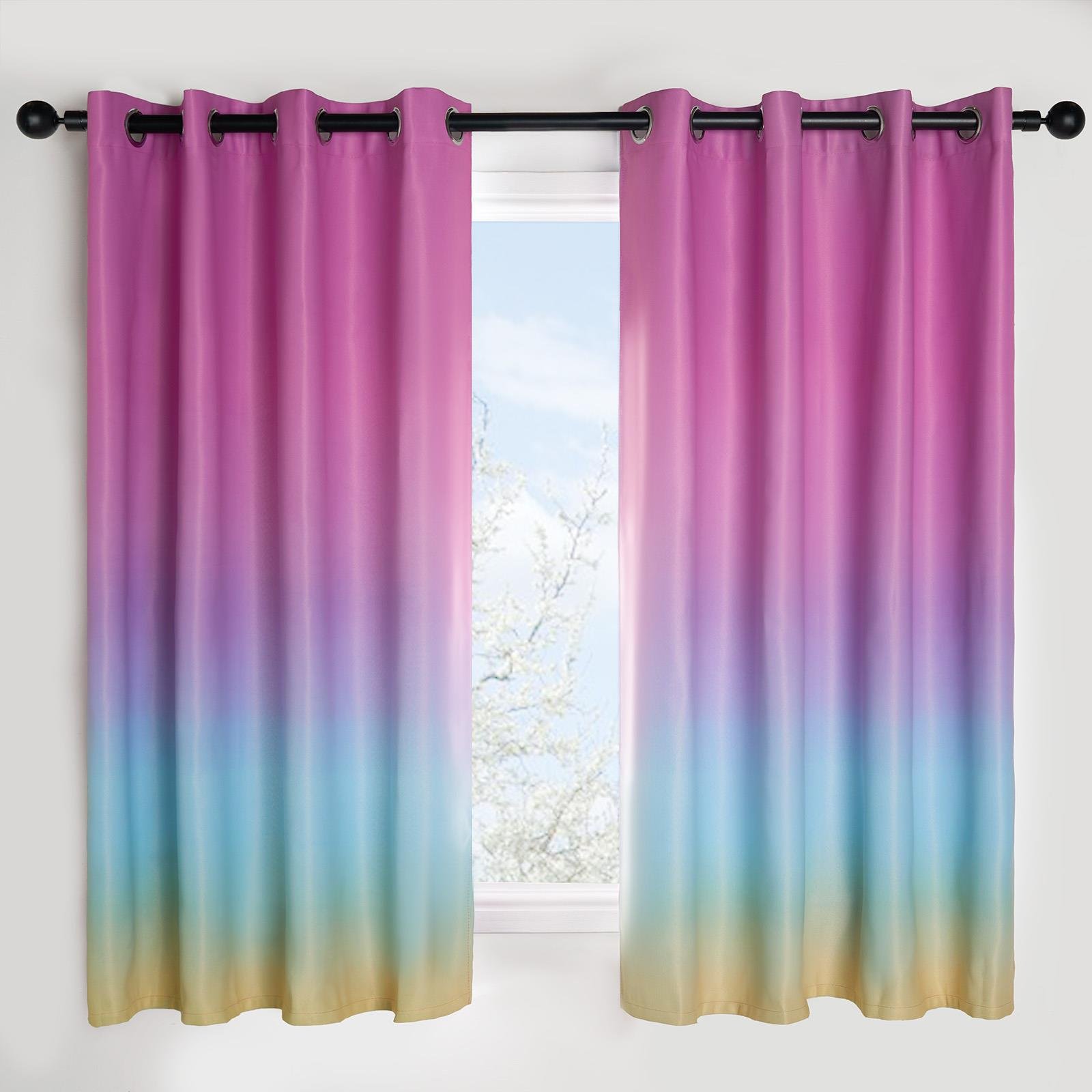 OHS Kids Ombre Blackout Curtains 117 x 137cm - Multi
