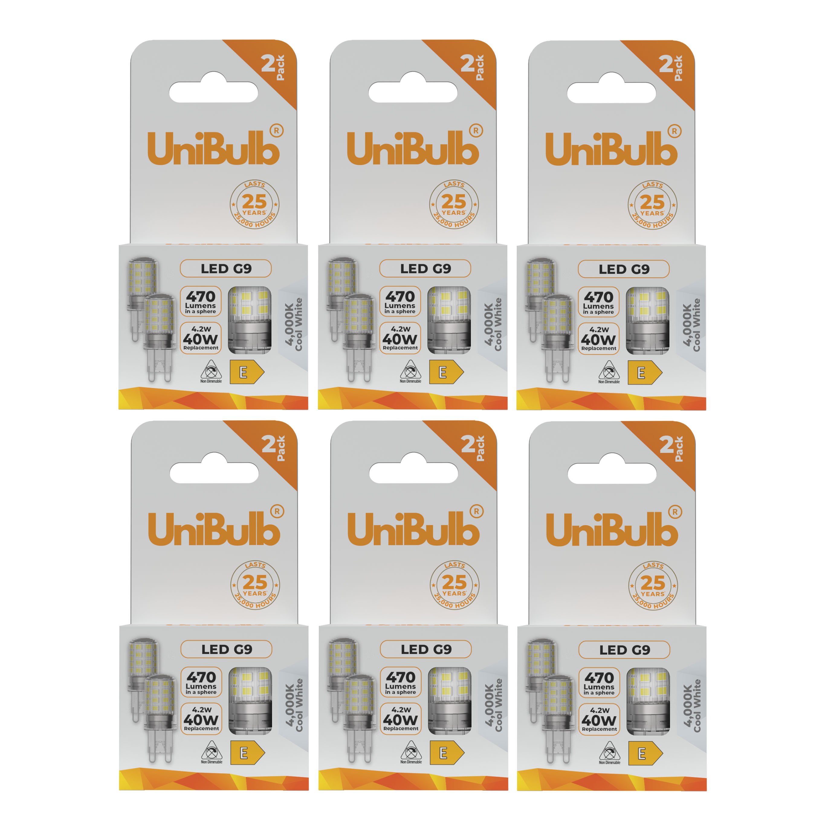 UniBulb 4.2W LED Cool White Capsule G9 Light Bulb - Pack of 12