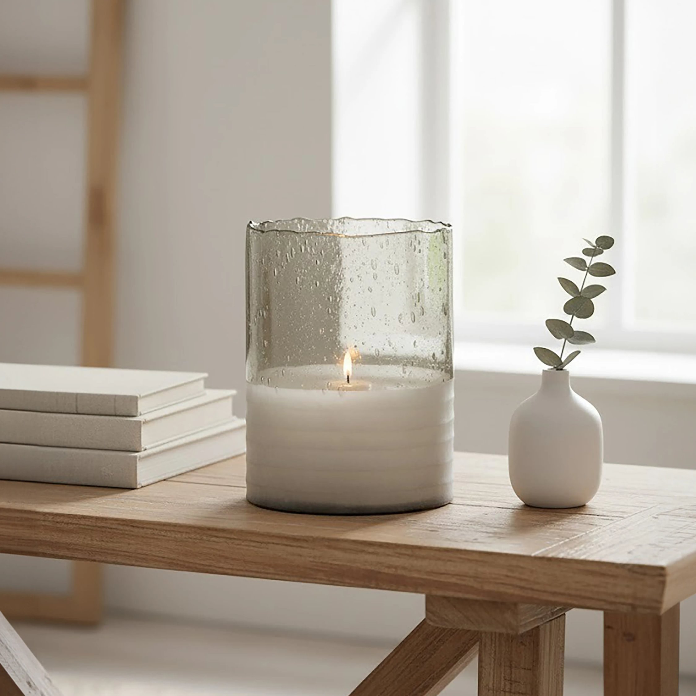 Glynn Smoked Glass Large Candle Holder