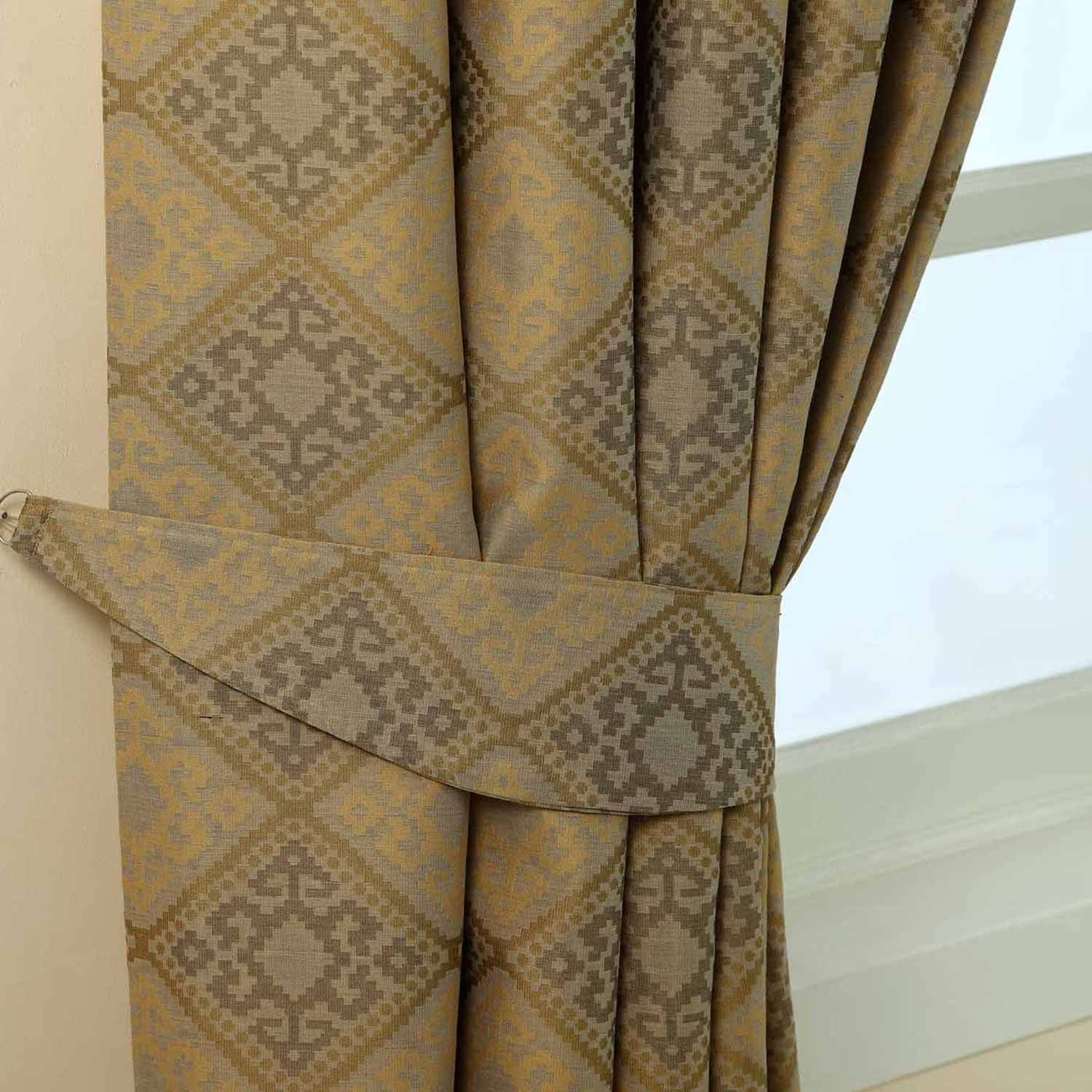 Homescapes Pack of 2 Aztec Jacquard Curtain Tie Backs – Gold