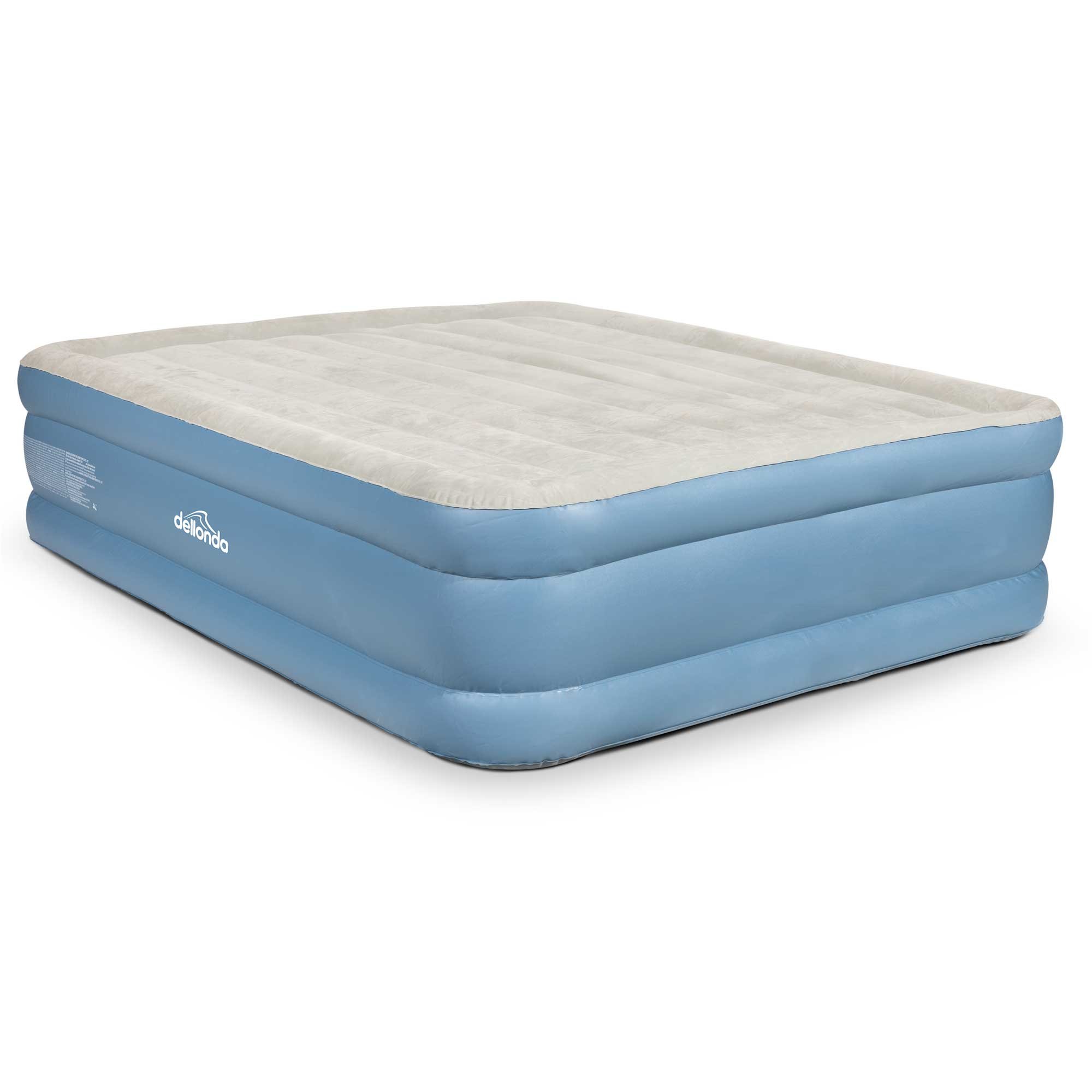 Dellonda Queen High Raised Air Bed with Built-In Electric Pump - Blue