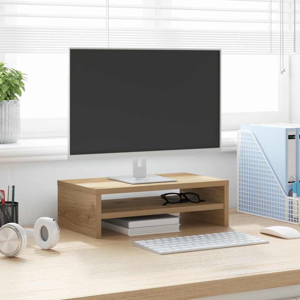 Walplus Engineered Wood Monitor Stand - Oak - 42 x 24 x 13 cm