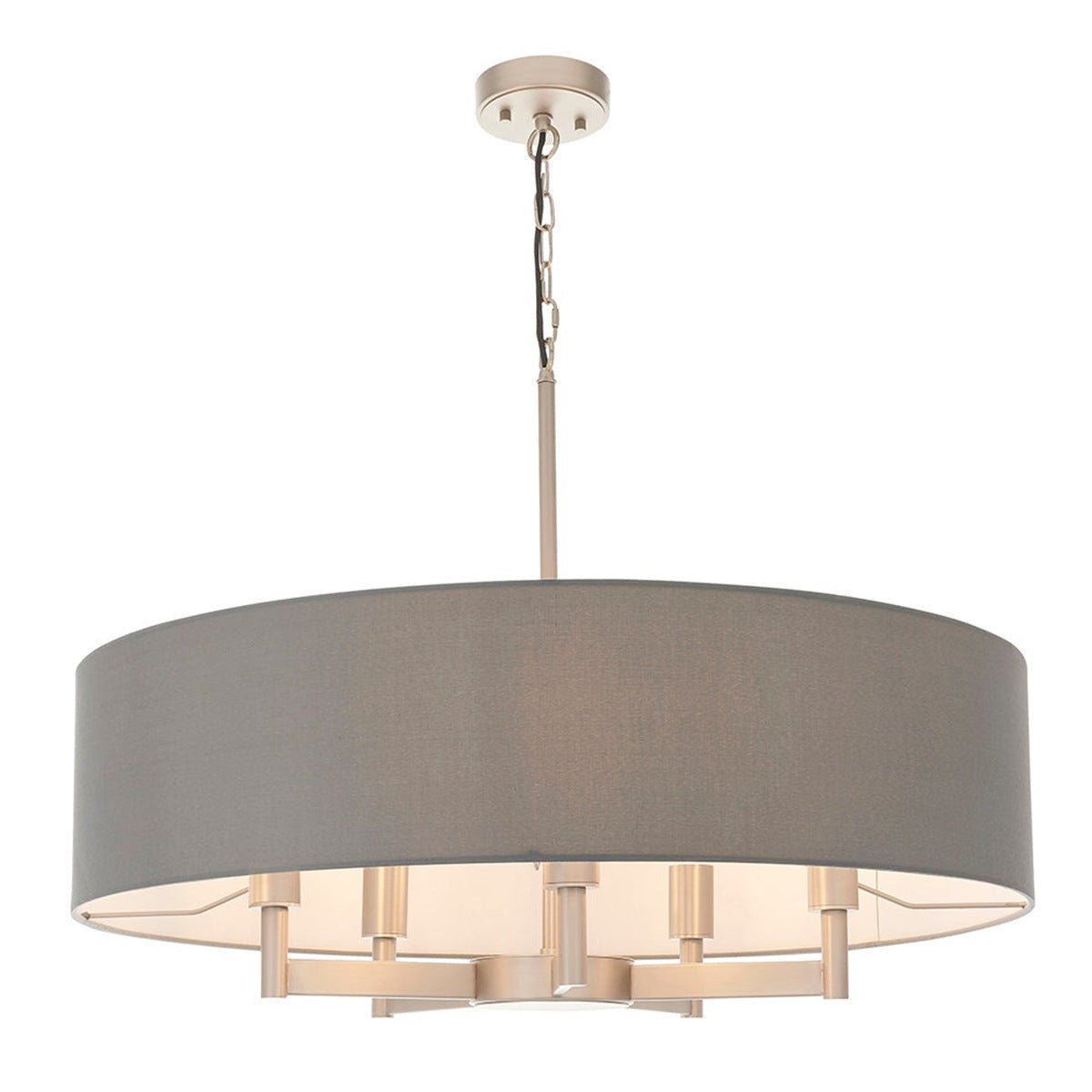 Loops Direct Steel and Fabric Multi Arm Ceiling Pendant Light - Matt Nickel
