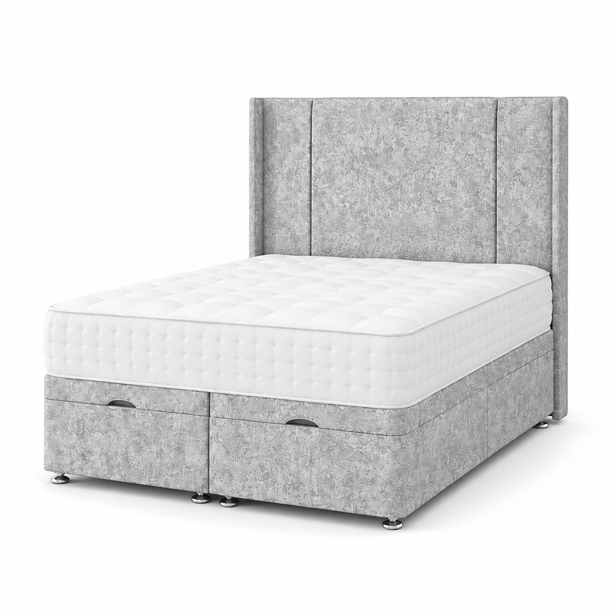 Comfy Deluxe Harriet  6ft Super king  Ottoman End Lift  Bed Set - Crush Silver