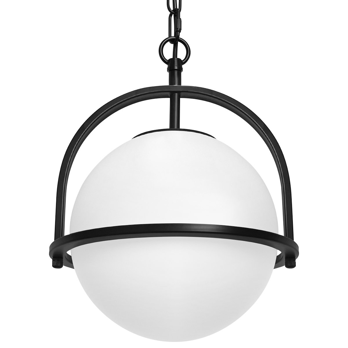 Energy Light Bulbs Nautical Frosted Globe Glass Ceiling Pendant Light - Black
