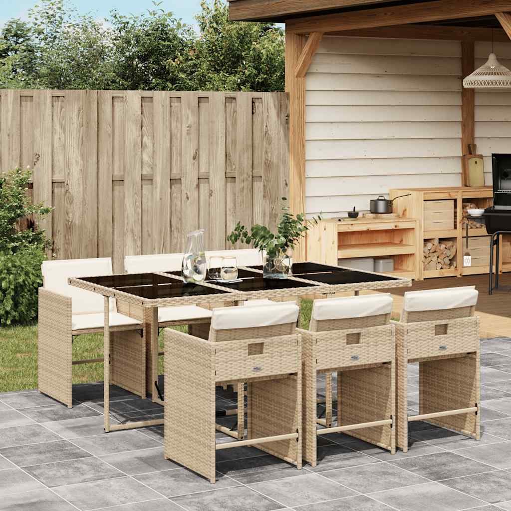 Walplus Poly Rattan Garden Dining Set - Cream White - 165 x 106 x 73 cm