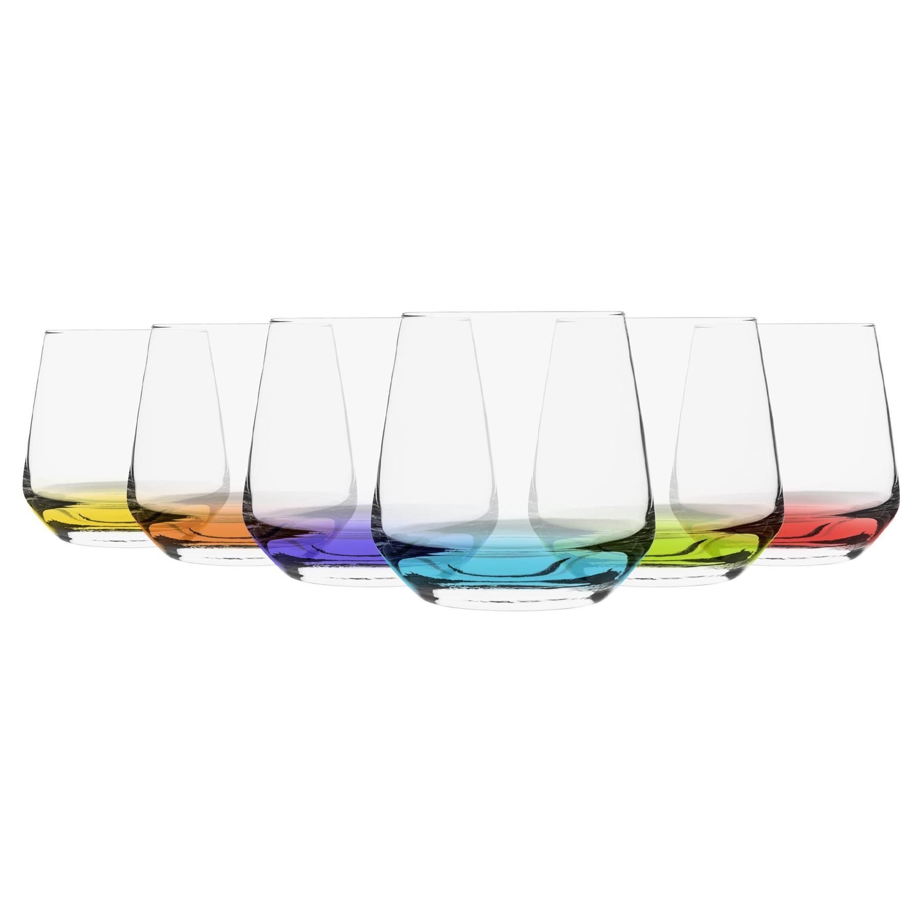 LAV Lal Glass Tumblers - 345ml - Coloured Base - Pack of 6