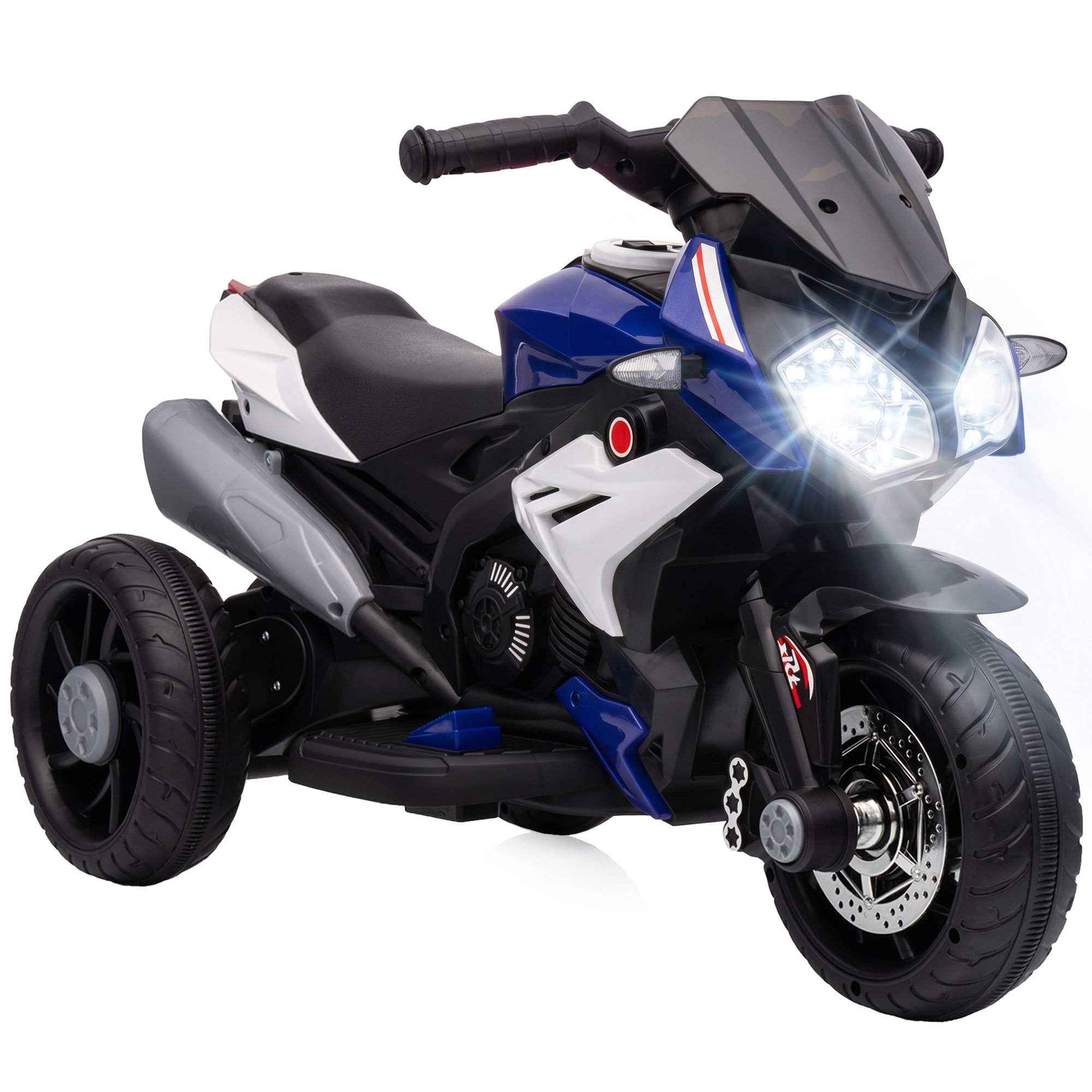 HOMCOM 6V 3 Wheel 3-5 Years LED Ride on Motorcycle – Blue