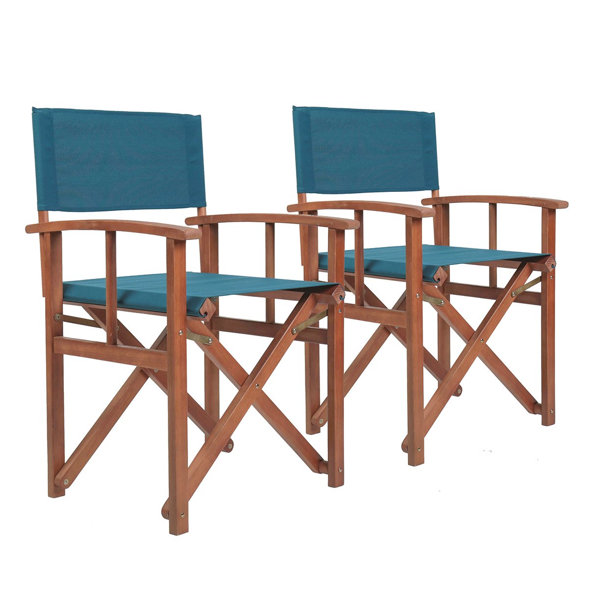 Charles Bentley Pair of Folding Pop-Up Garden Directors Chairs - Teal