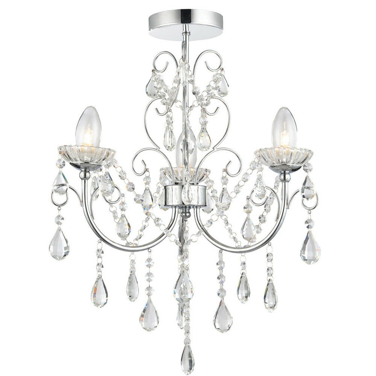 Loops Direct Steel and Crystal Ceiling Light - Chrome and Crystal