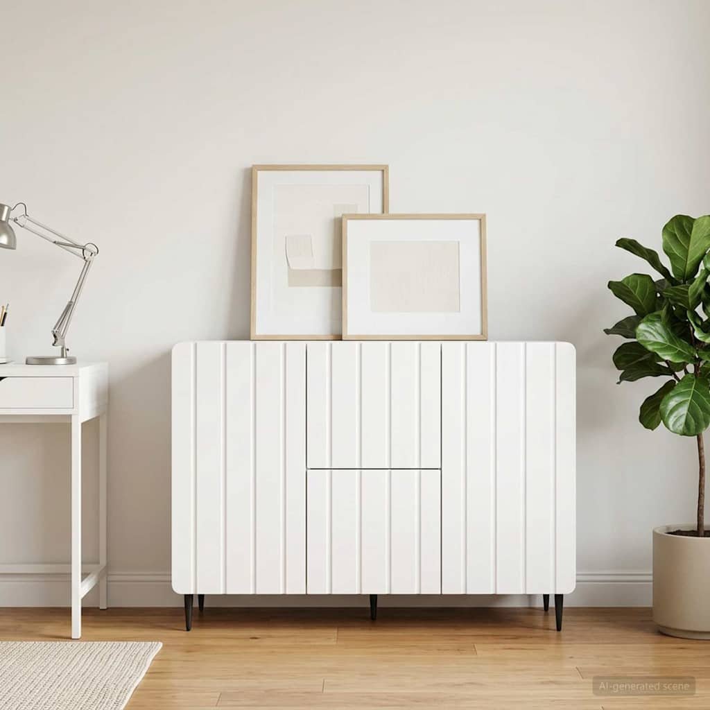 Walplus 2 Drawer Rectangular Sideboard - White - 89 x 34.5 x 62 cm